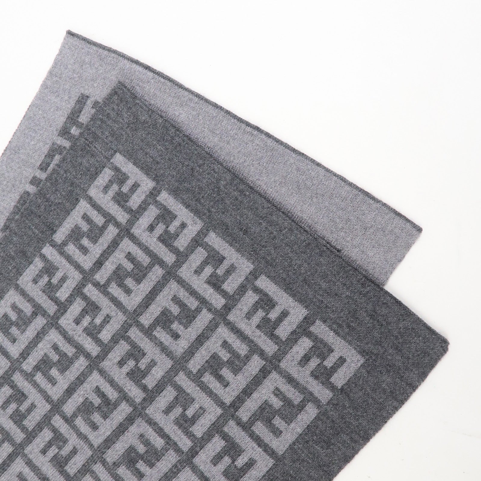 FENDI Zucca Wool 100% Scarf Stole 170×27 Gray