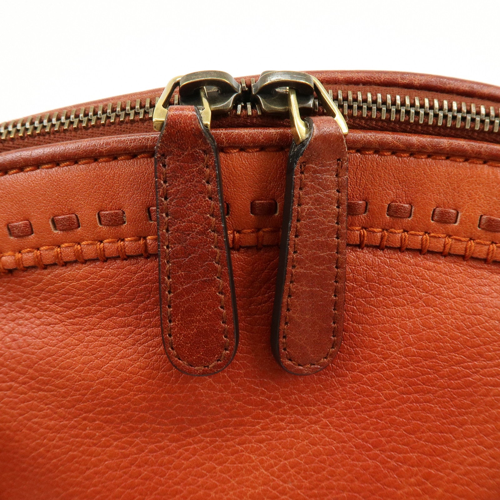 GUCCI Bamboo Laidback Crafty Leather Tote Hand Bag Orange 339002