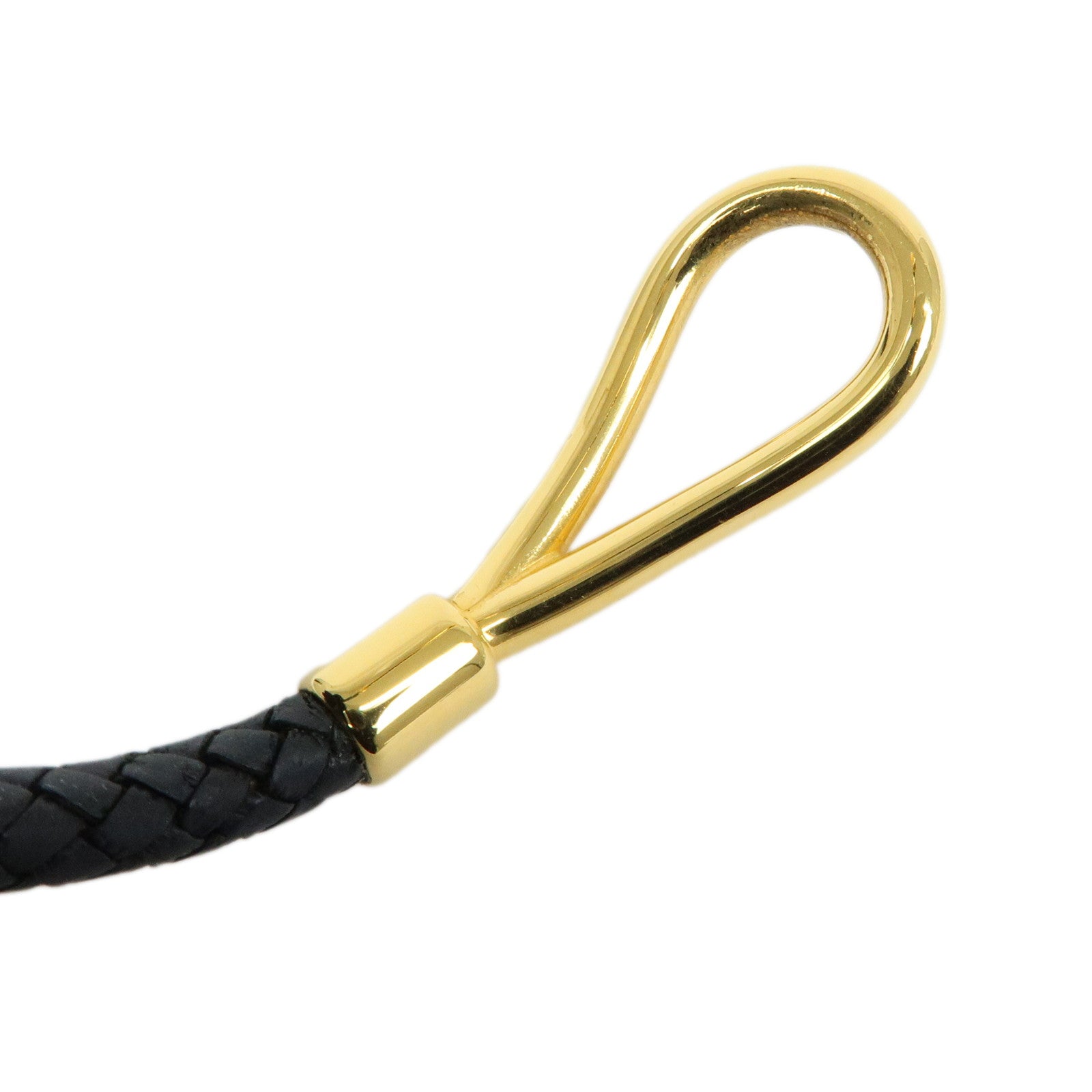 HERMES Jumbo Choker Leather Bracelet Black Gold Hardware