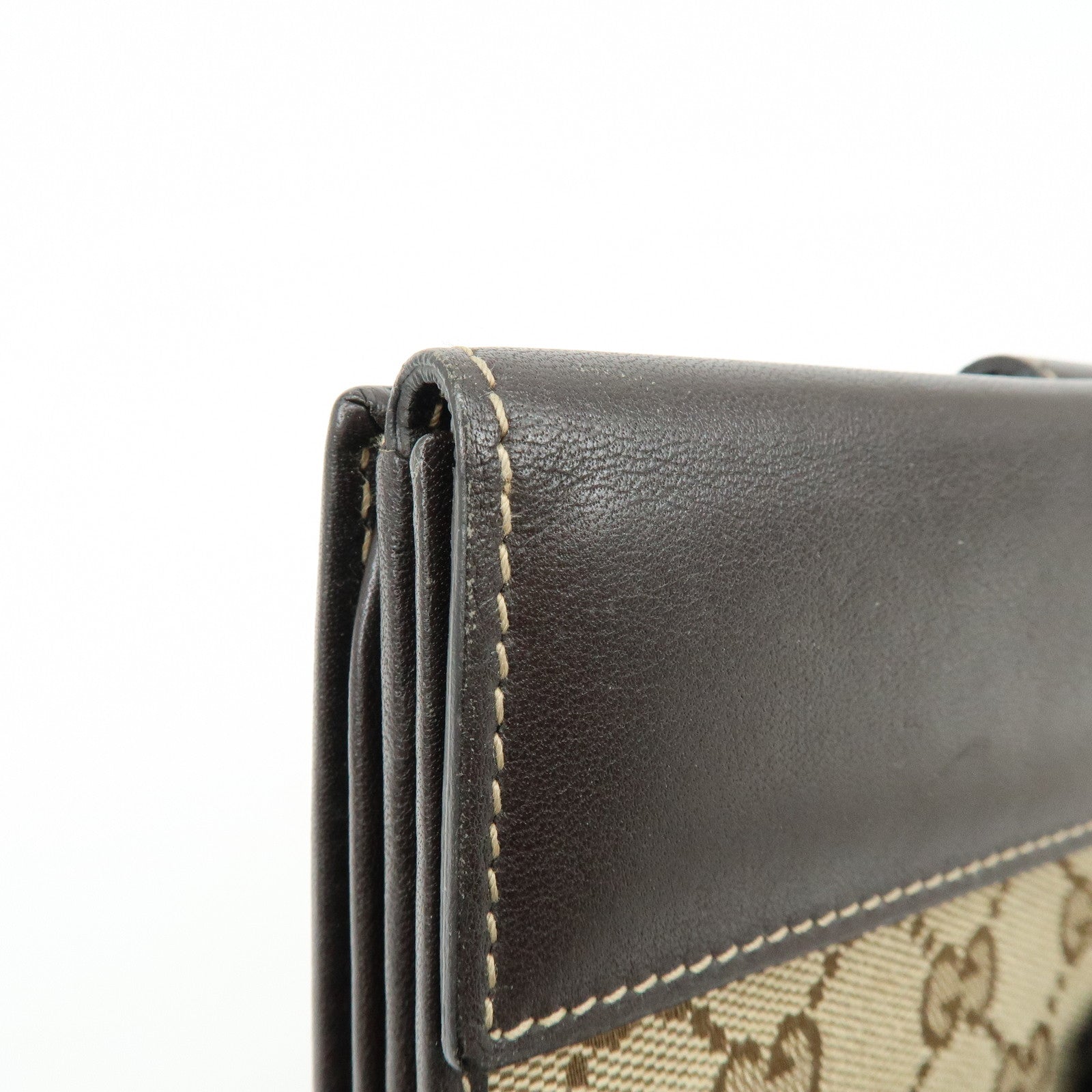 GUCCI GG Heart Logo Canvas Leather W Hook Long Wallet 203550