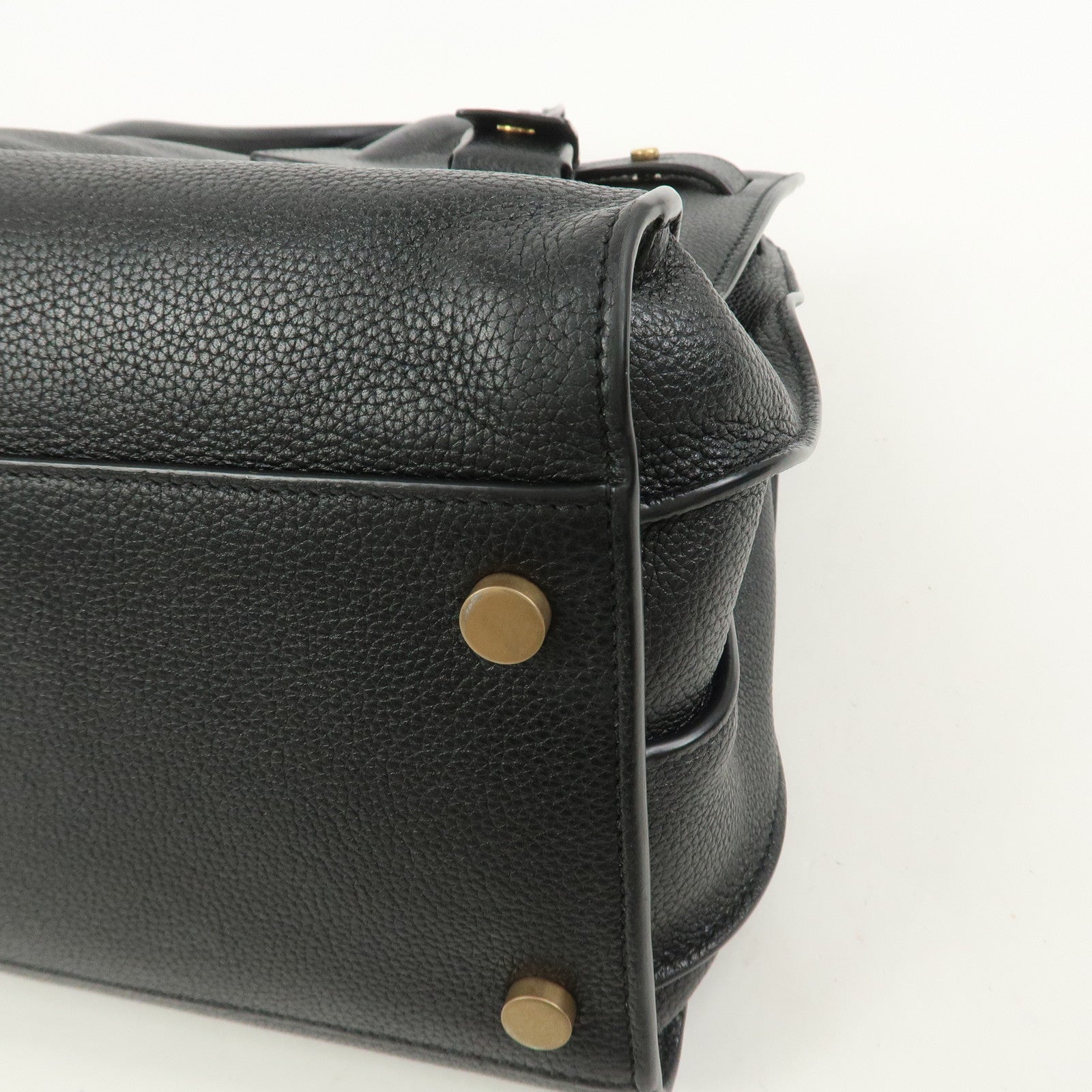 SAINT LAURENT PARIS Grain Calf Leather 2Way Bag Black 717447