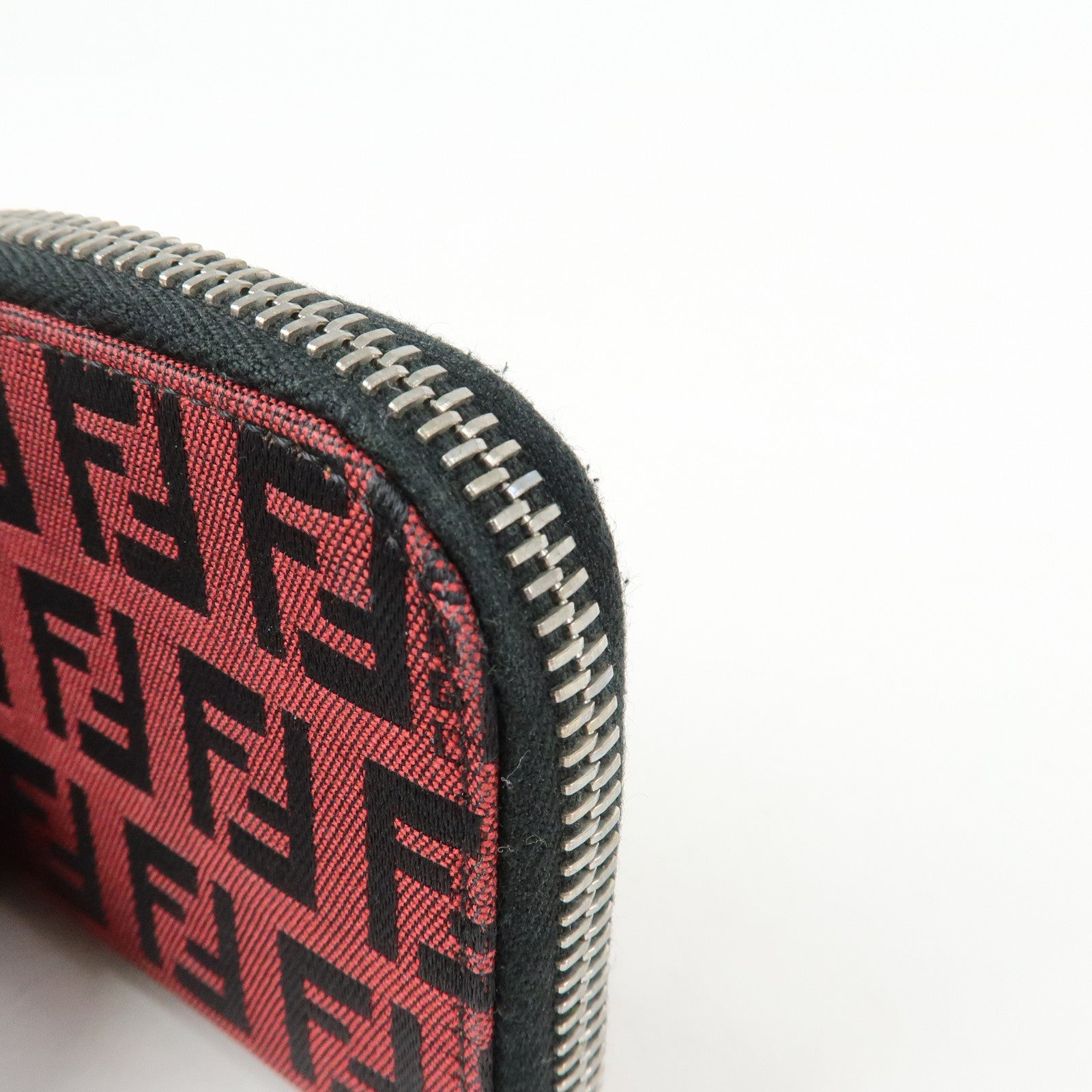 FENDI Zucchino Canvas Coin Case Coin Purse Red