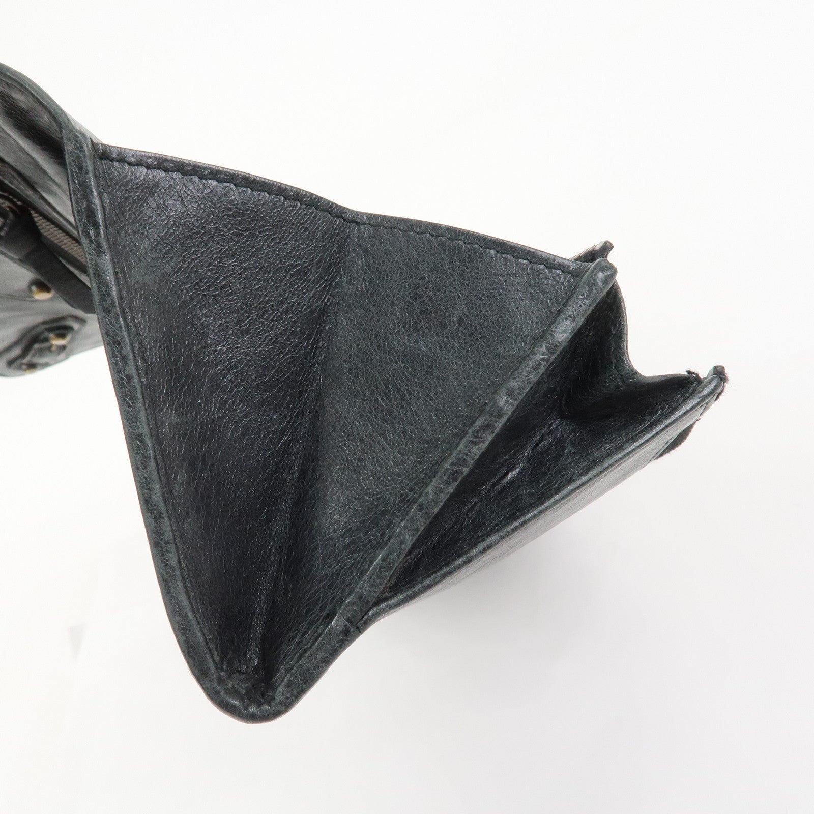 BALENCIAGA Logo Leather Bi-Fold Long Wallet Black