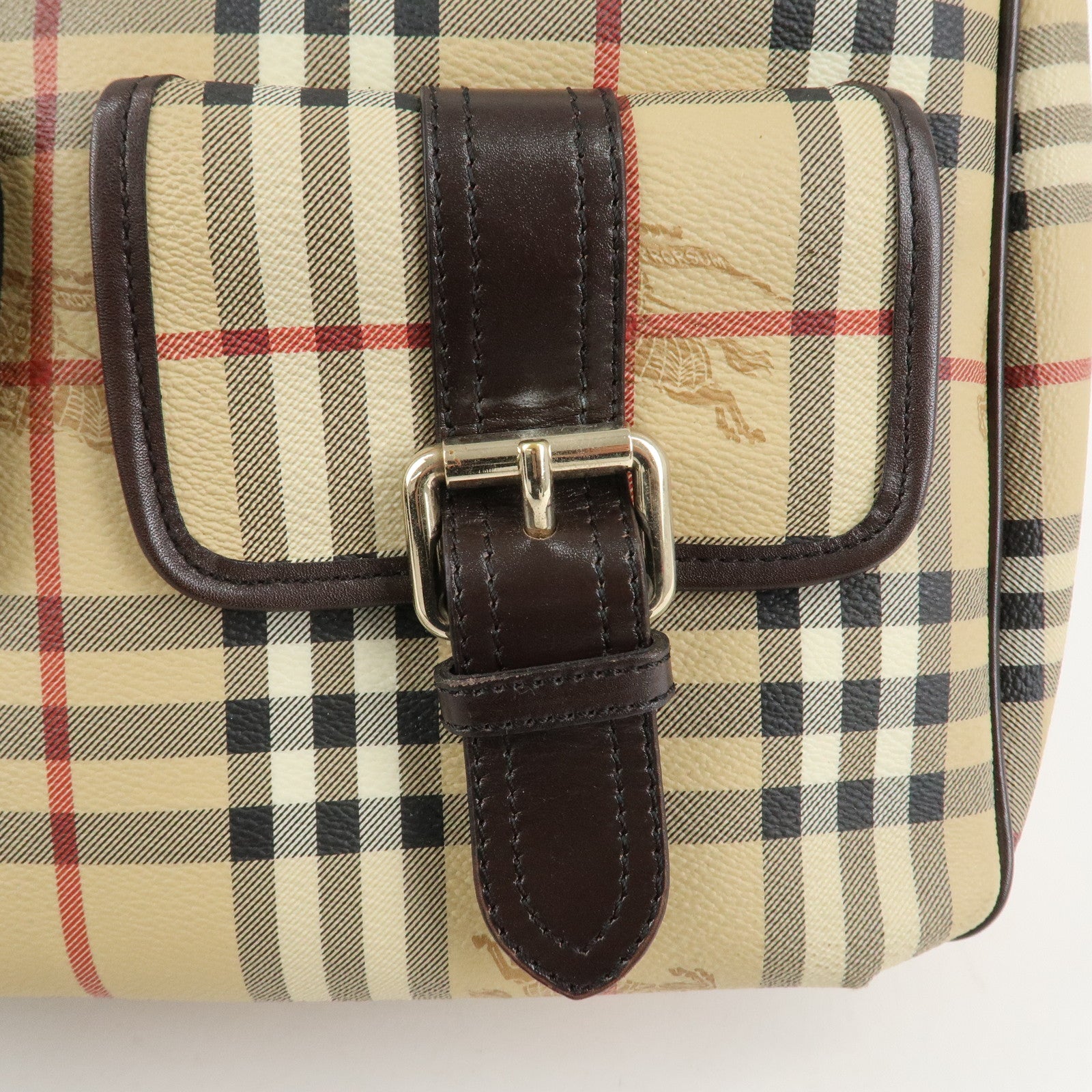 BURBERRY Nova Plaid Canvas Leather Shoulder Bag Hand Bag Used