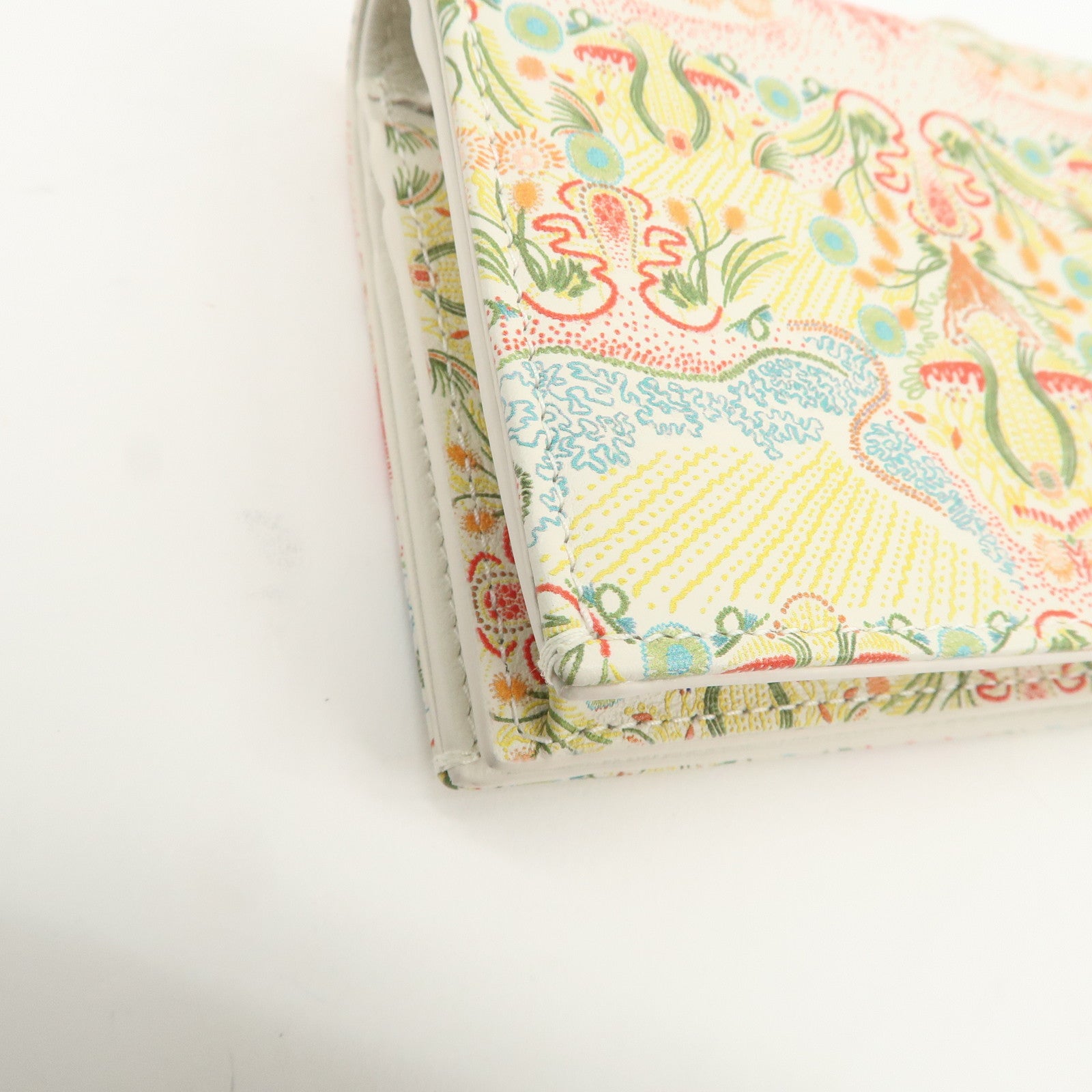 Christian Dior Logo Leather Bi-fold Comact Wallet Ivory Multicolor