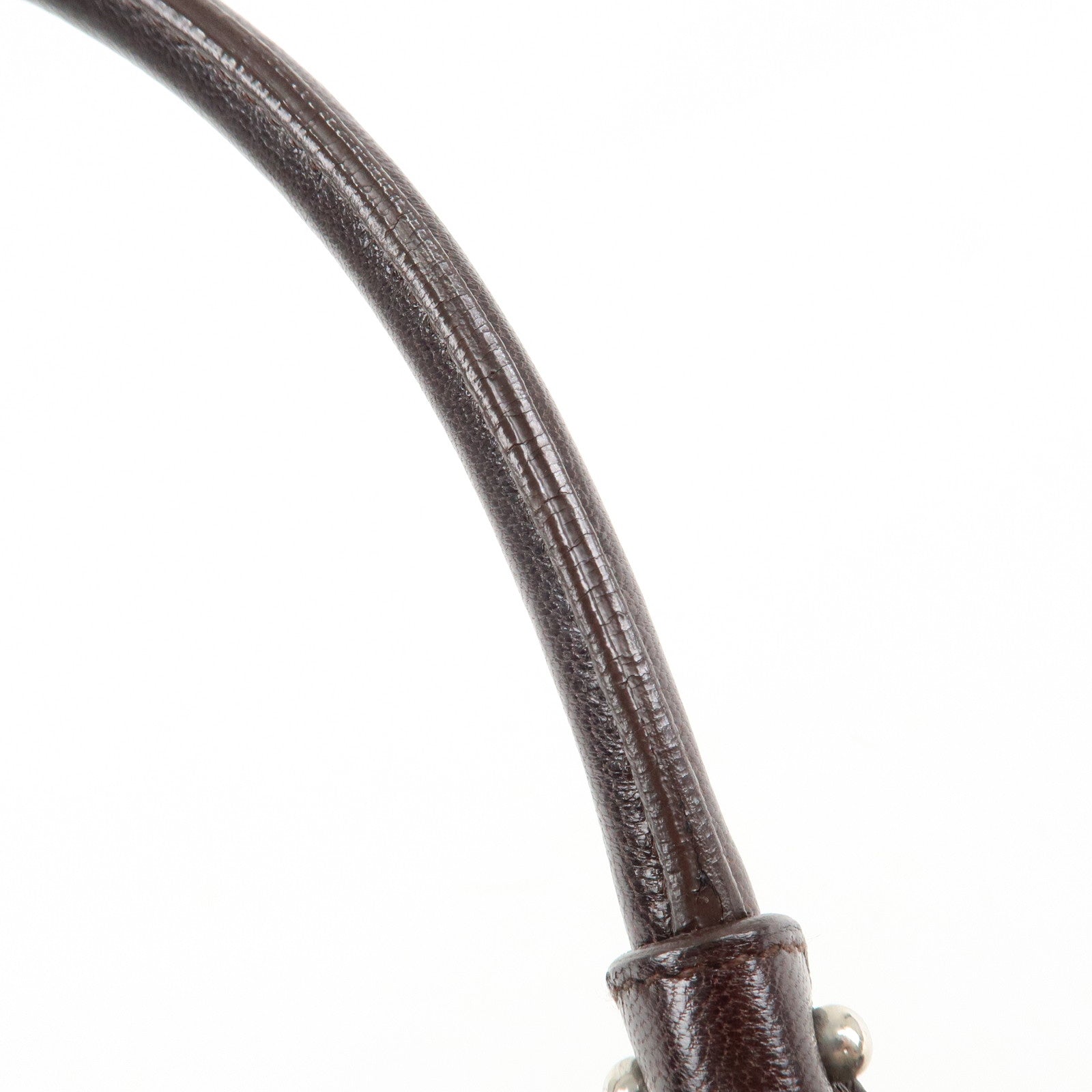 Ferragamo Ganchini Leather Shoulder Bag Hand Bag Dark Brown Used