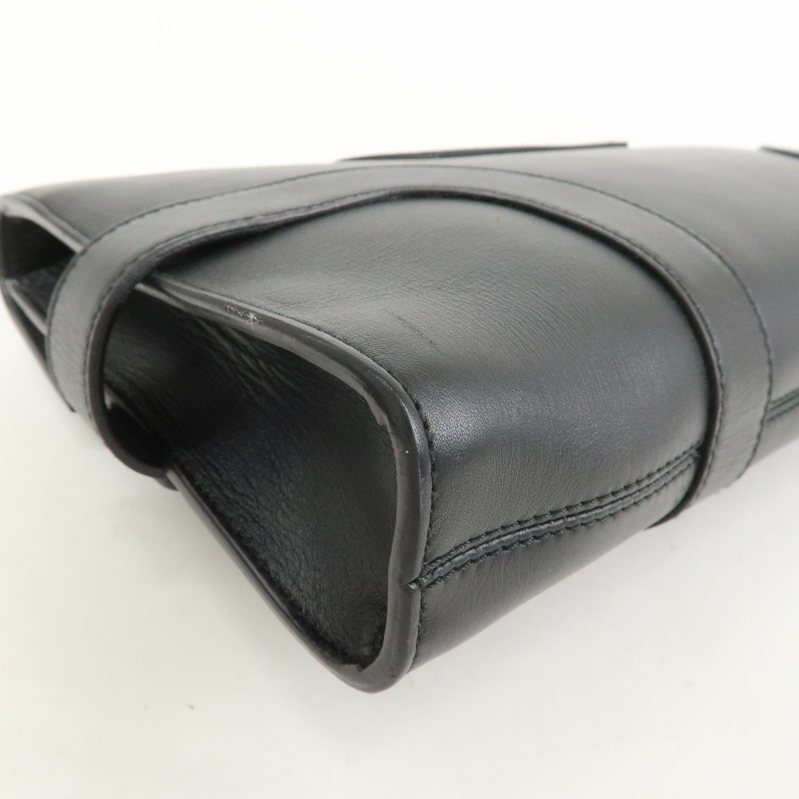 Ferragamo Gancini Leather 2Way Bag Hand Bag Shoulder Bag Black