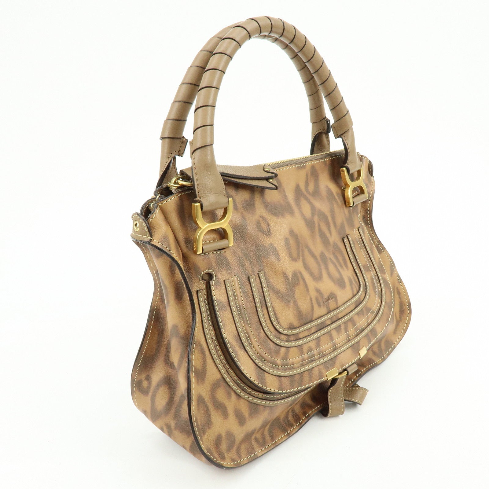 Chloe Marcie Leather Hand Bag Leopard Brown Limited Edition