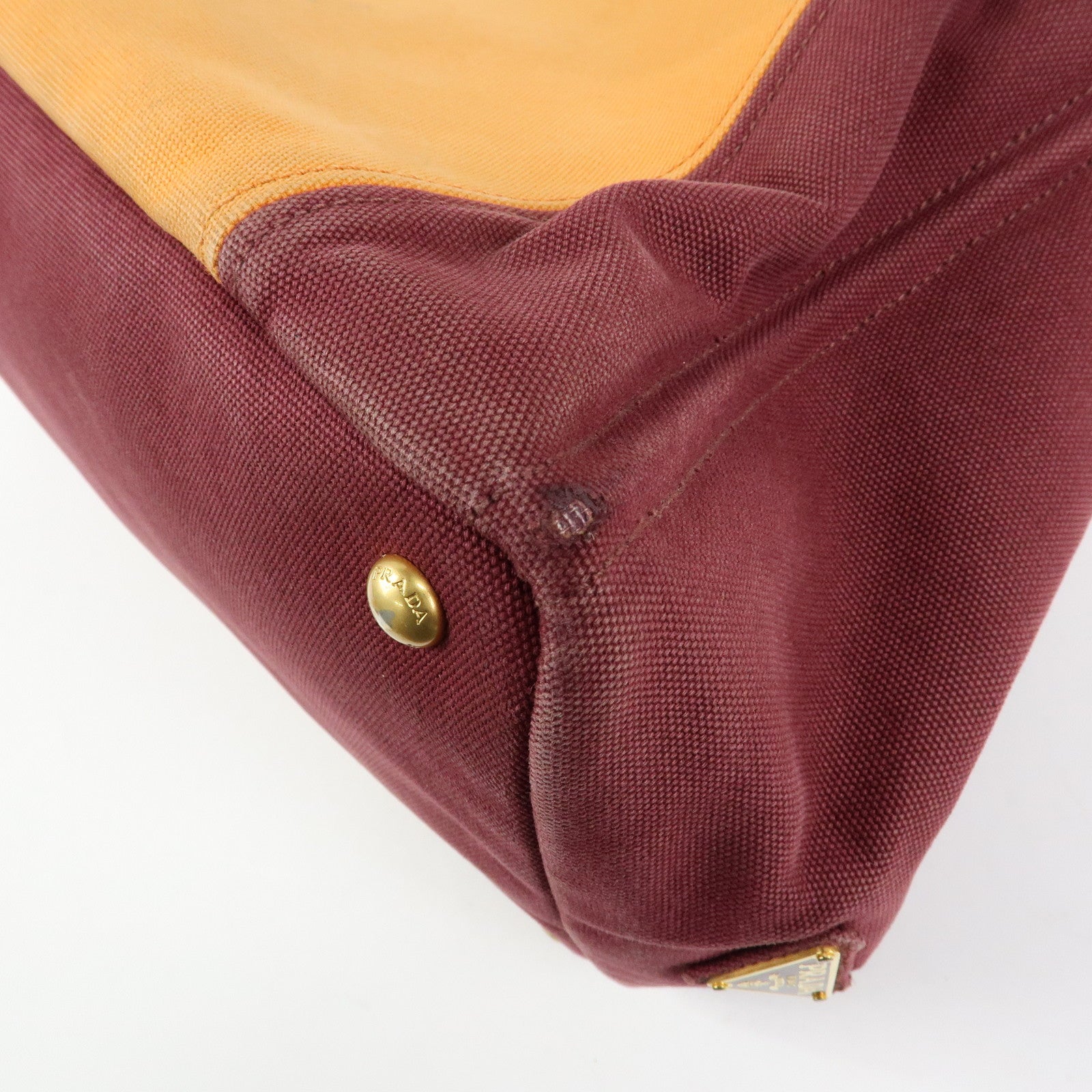 PRADA Logo Canapa Canvas 2Way Bag Tote Bag Orange Purple B1877G