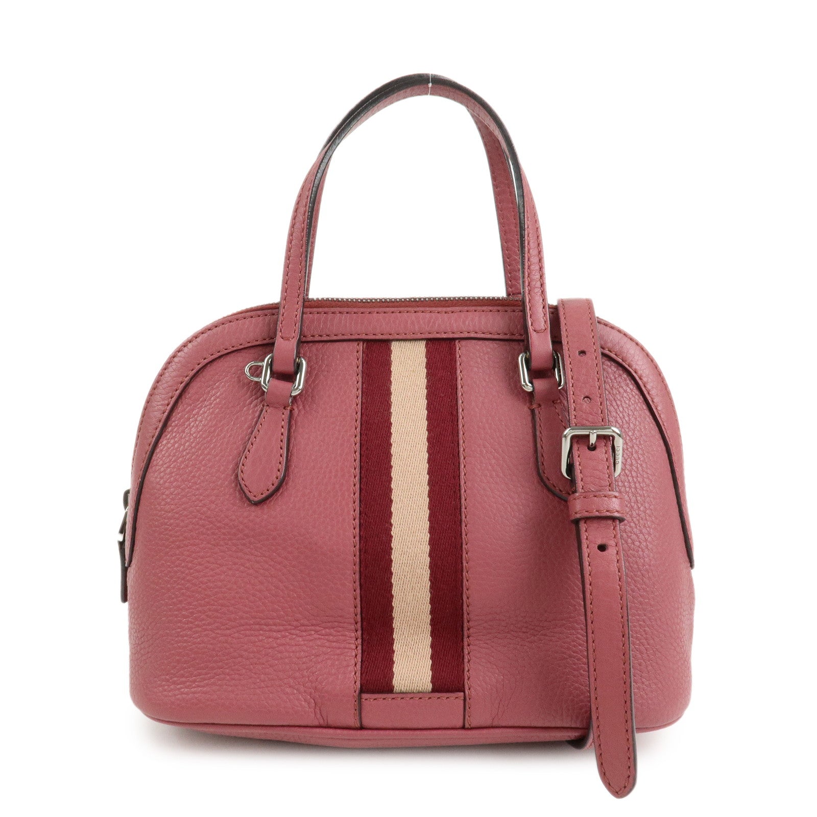 GUCCI Sherry Leather 2Way Bag Hand Bag Pink Beige 341504 Used