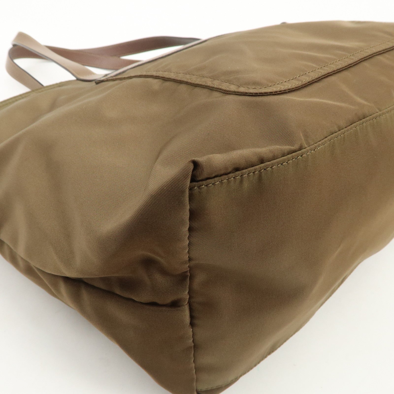 PRADA Triangle Logo Nylon Saffiano Leather Tote Bag Shoulder Bag