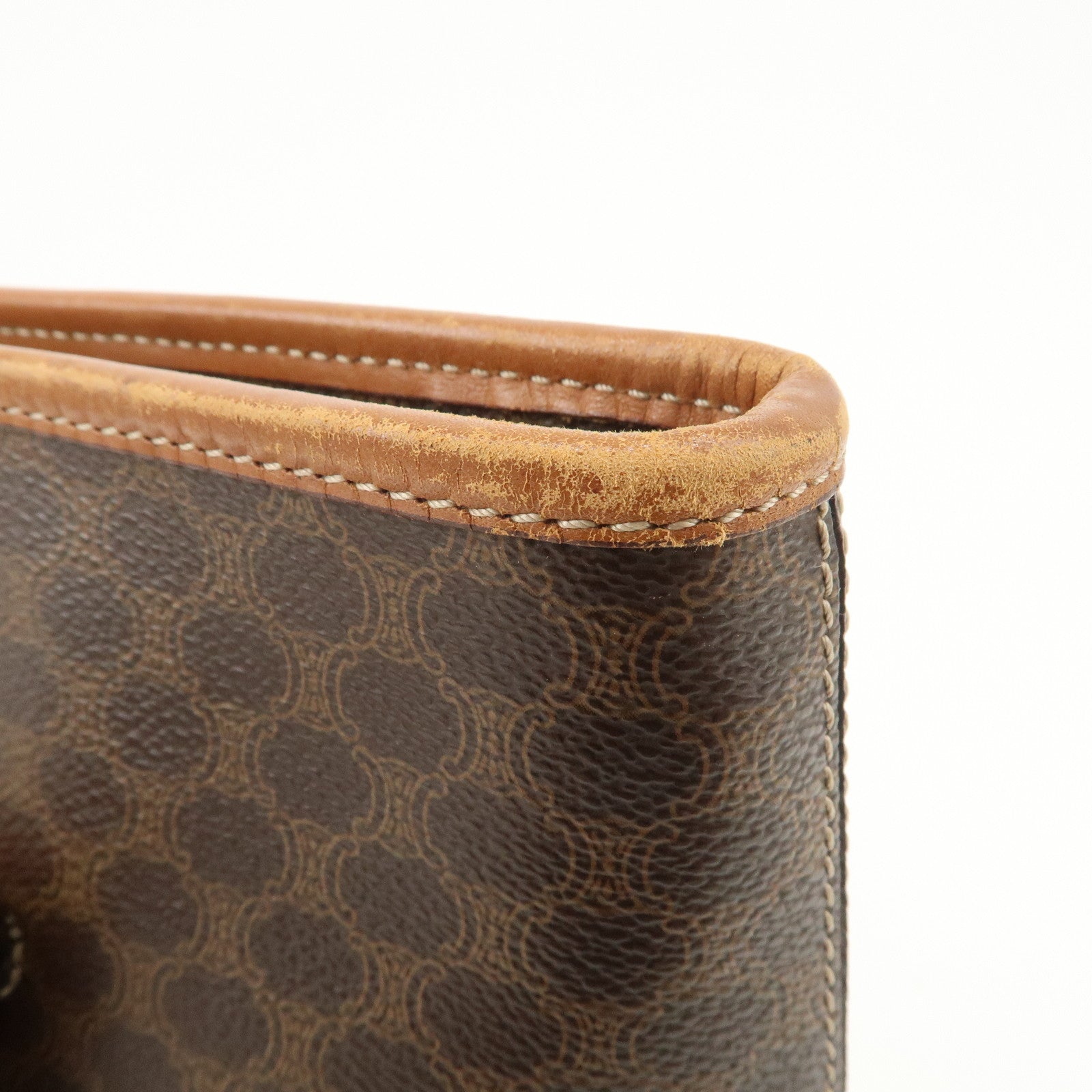 CELINE Macadam Logo Tote Bag Shoulder Bag Brown Gold