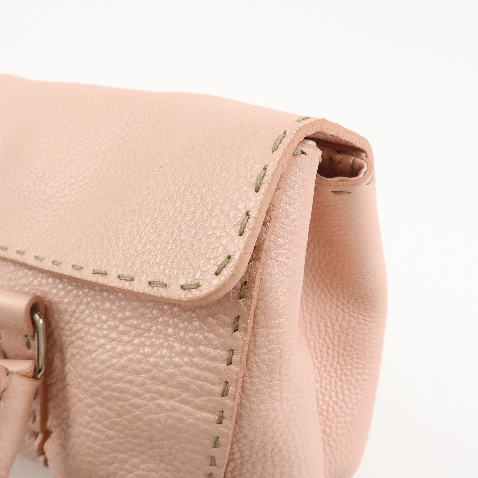 FENDI Seleria Linda Leather Shoulder Bag Hand Bag Pink 8BR442