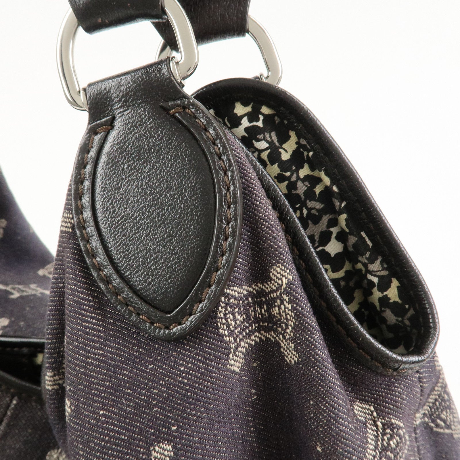 CELINE Macadam Denim Leather Shoulder Bag Hand Bag