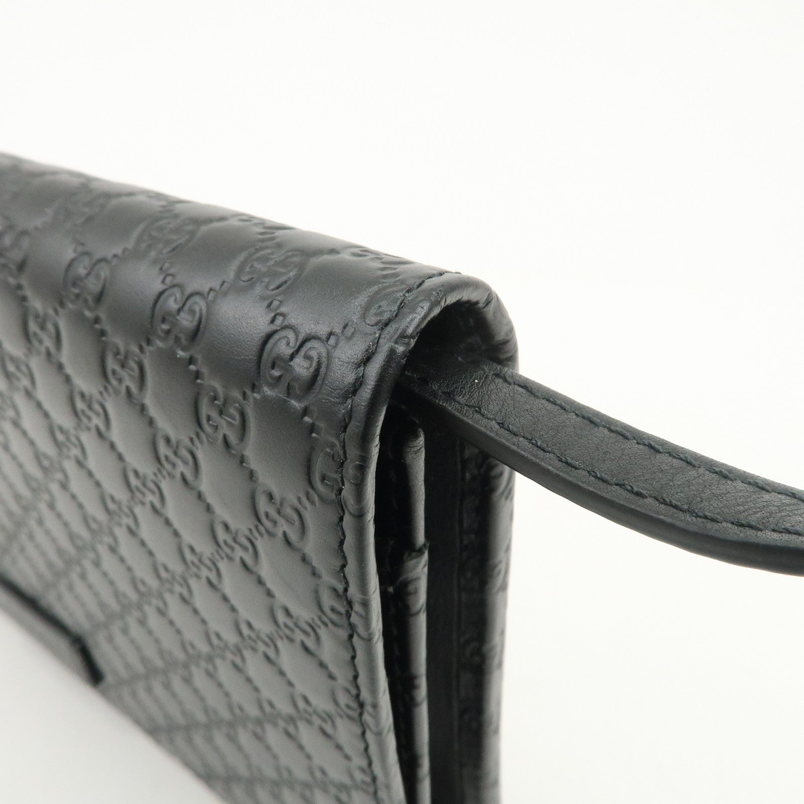GUCCI Micro Guccissima Leather Shoulder Bag Wallet Bag Black 466507