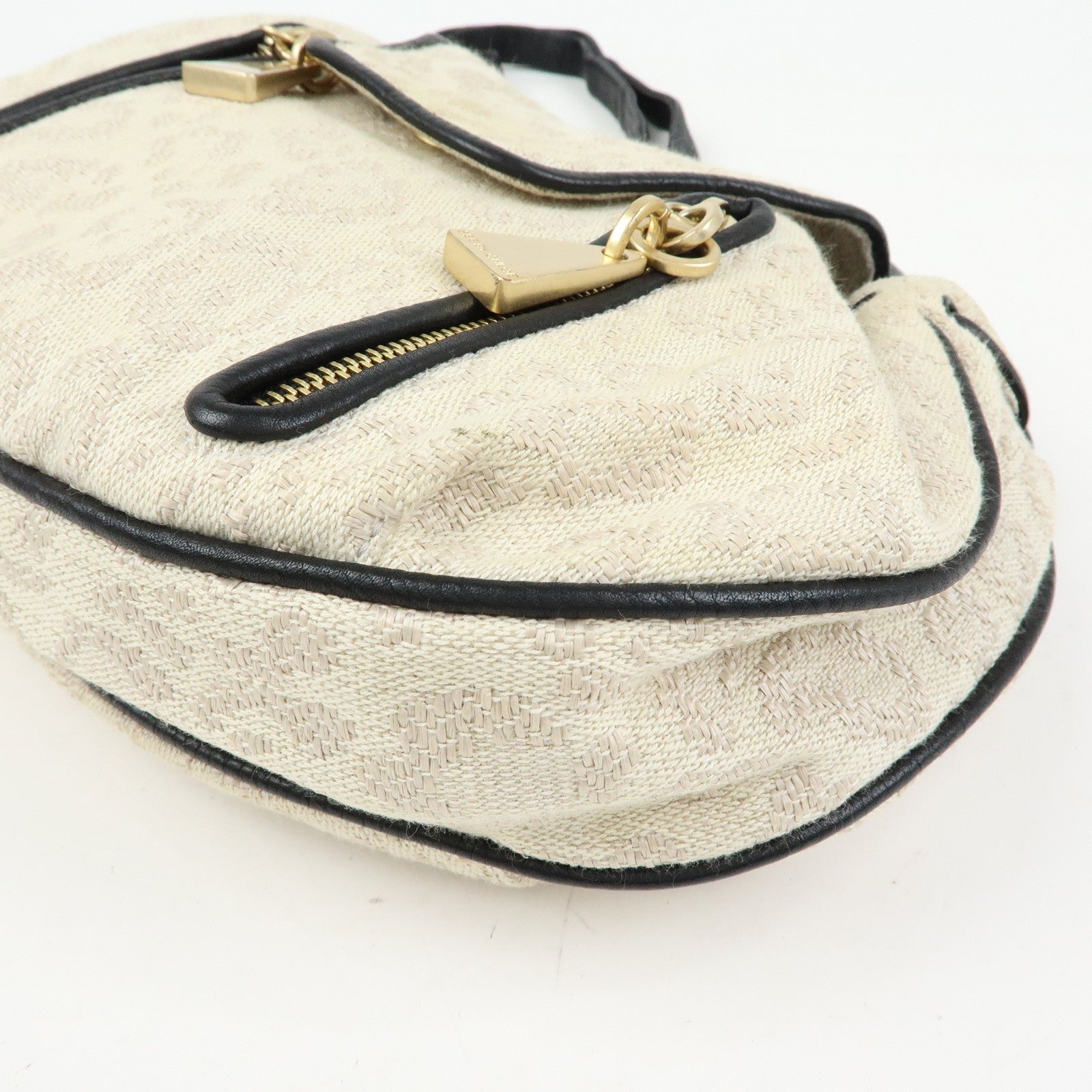 Chloe See By Chloe Canvas Leather Shoulder Bag Ivory Black