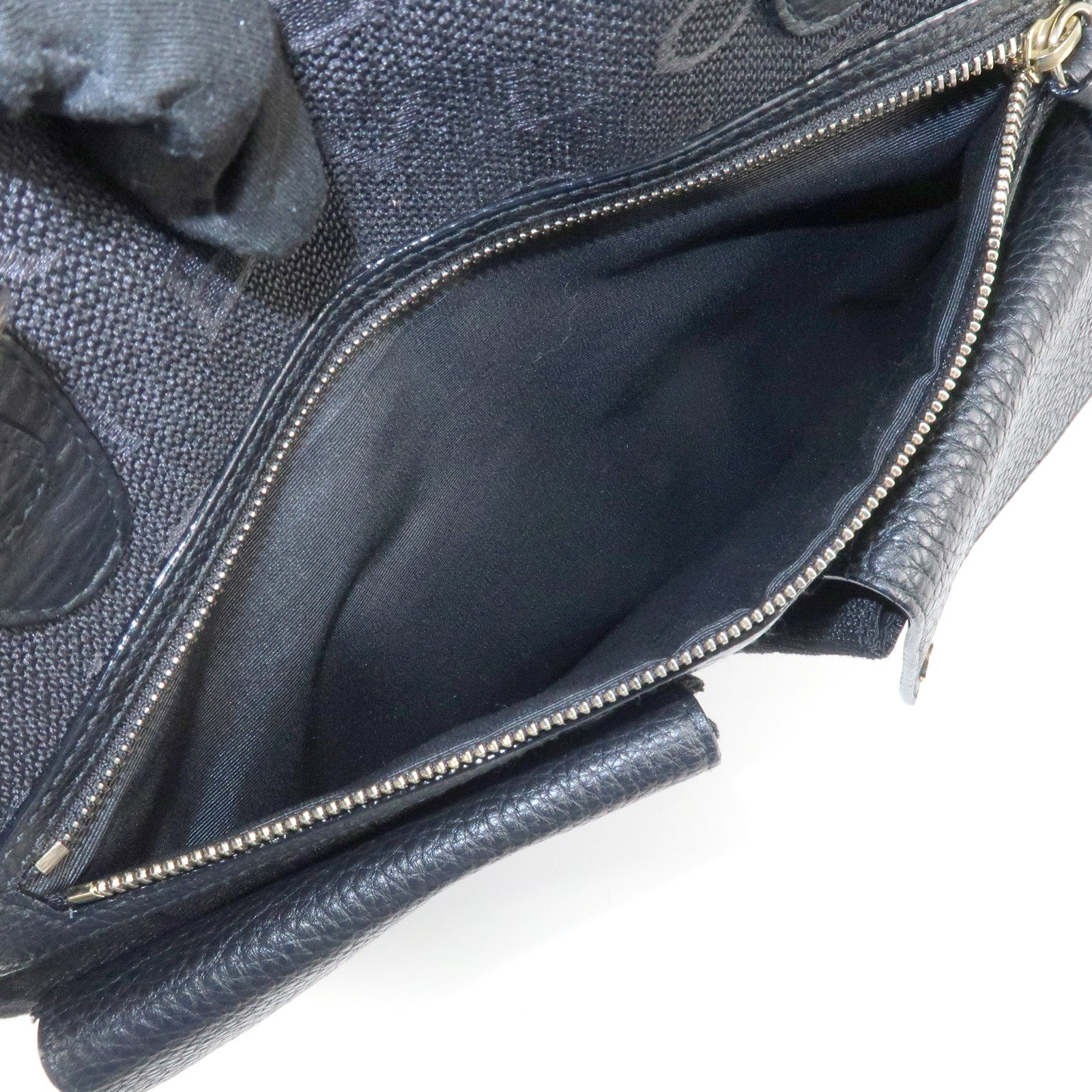 BVLGARI Logo Mania Canvas Leather Tote Bag Black Gold Hardware Used