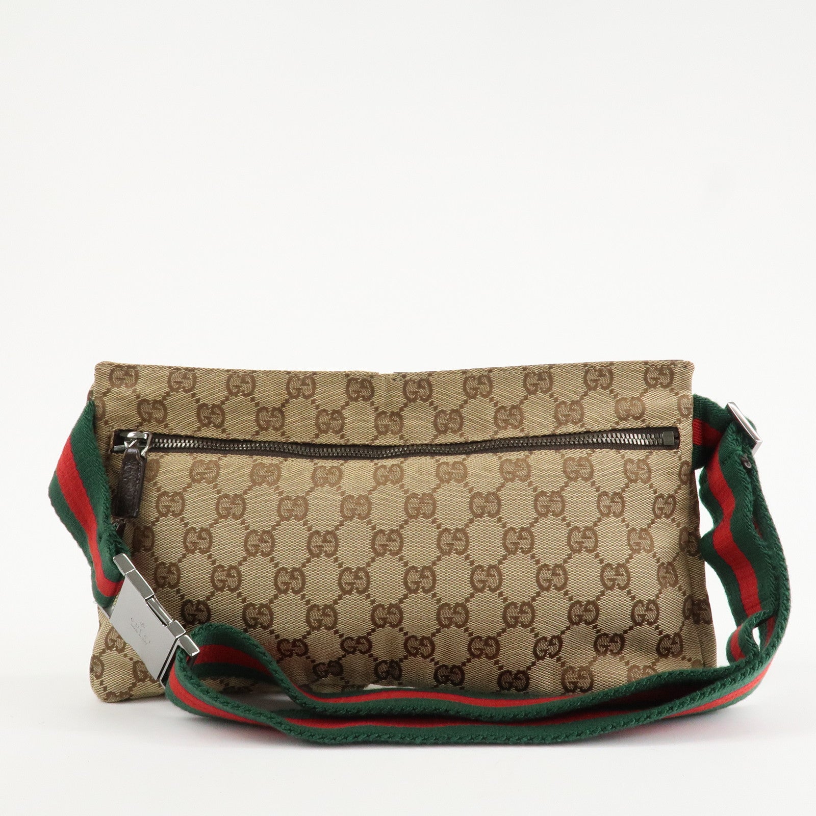 GUCCI GG Canvas Leather Waist Bag Crossbody Bag Beige Brown 28566 Used