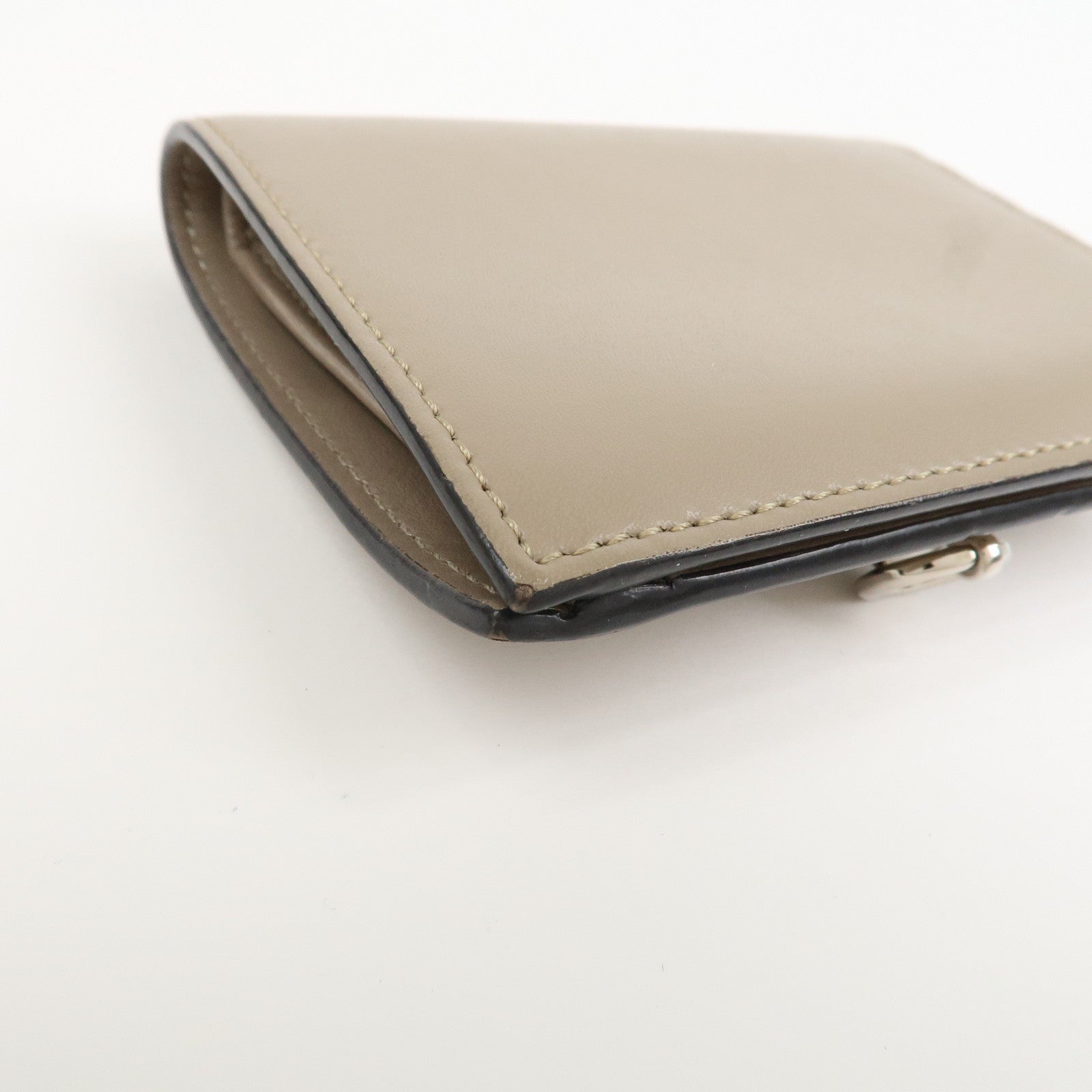 FENDI Leather Bi-fold Compact Wallet Brown 8M0387