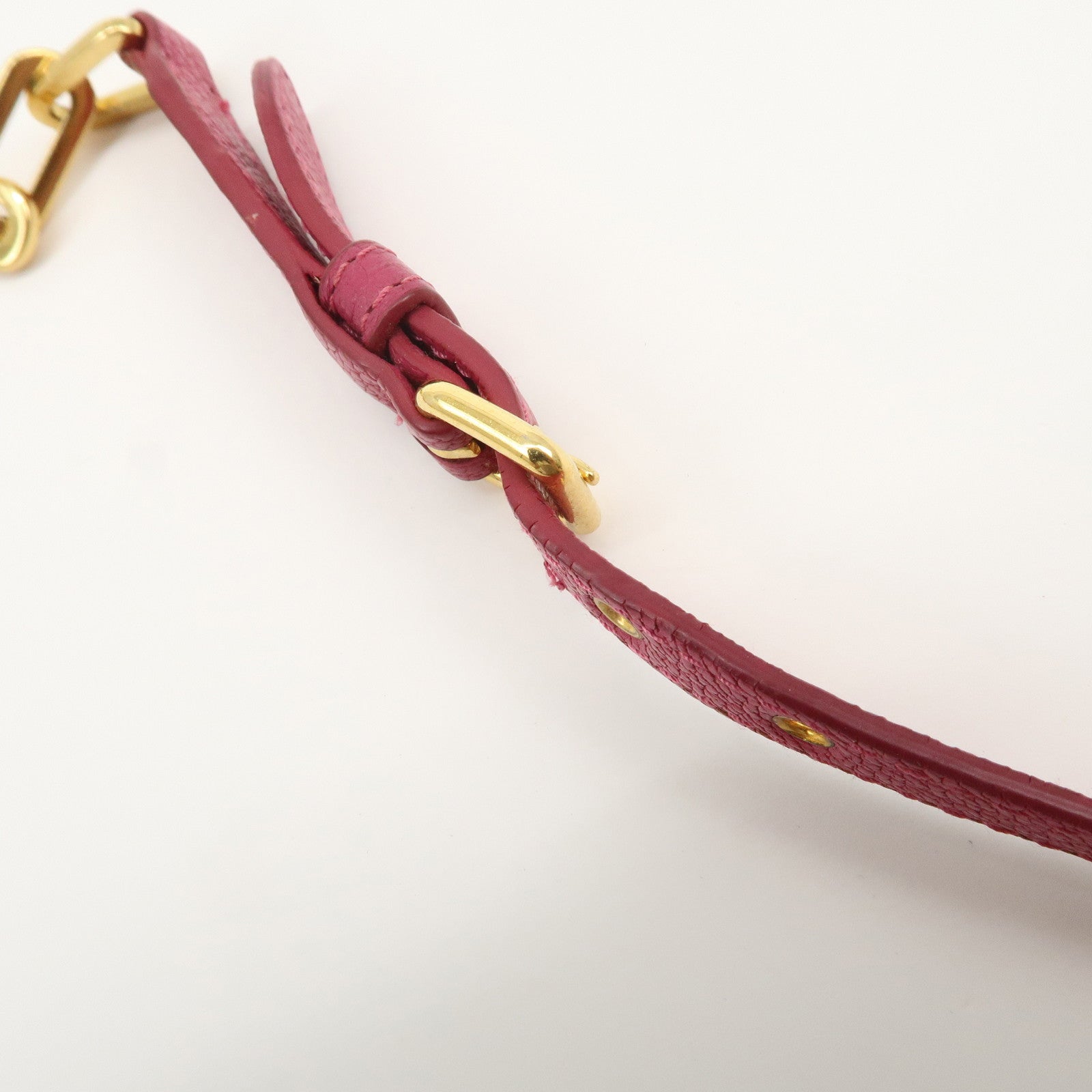 MIU MIU Logo Leather WOC Chain Shoulder Long Wallet Pink 5M1290