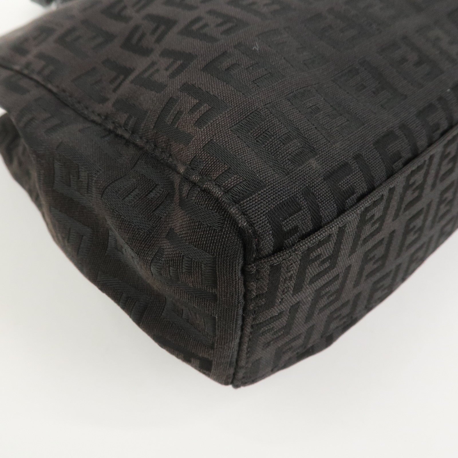 FENDI Zucchino Canvas Leather Hand Bag Tote Bag Dark Brown 8BH132