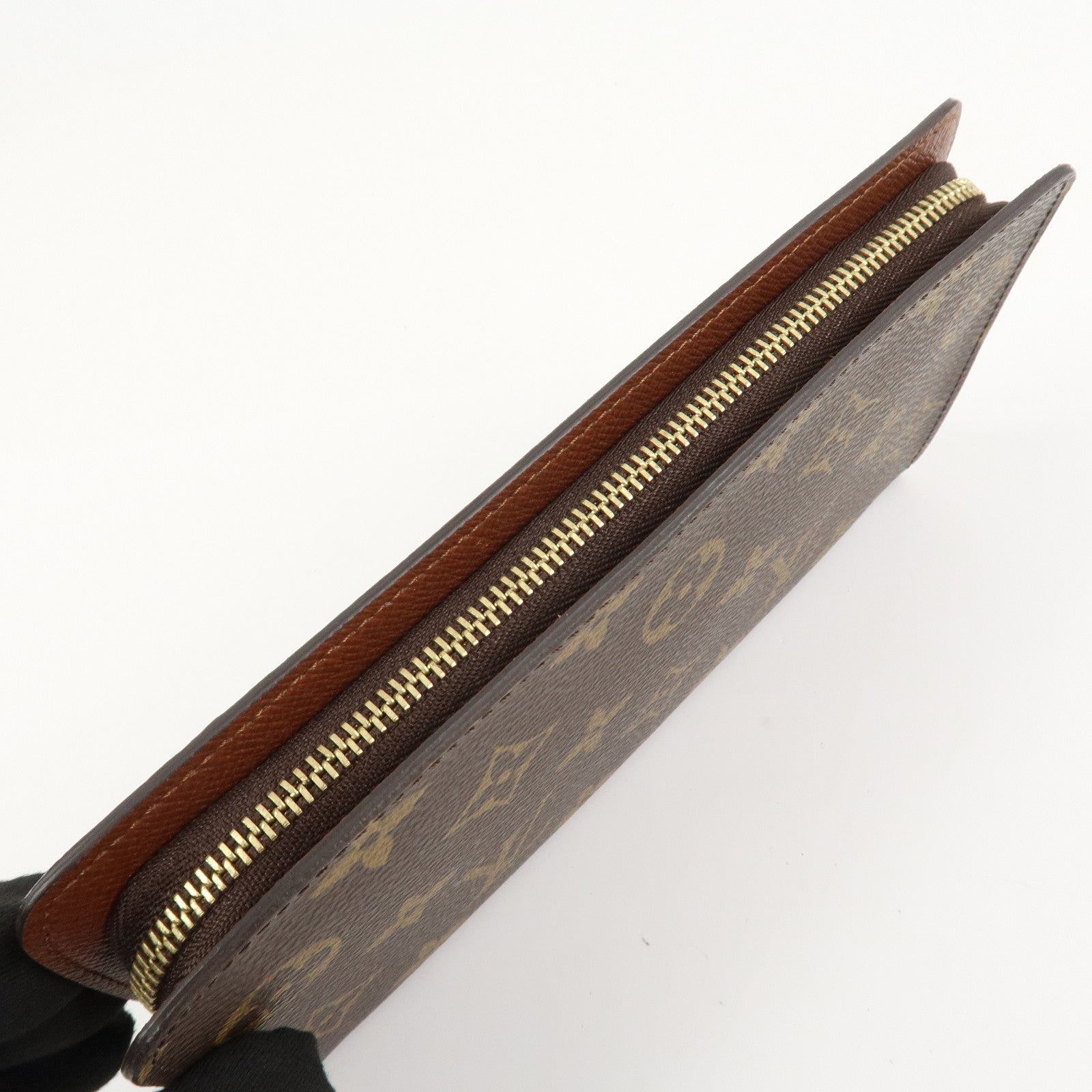 Loius Vuitton Monogram Porte Monnaie Zip Long Wallet Brown M61727
