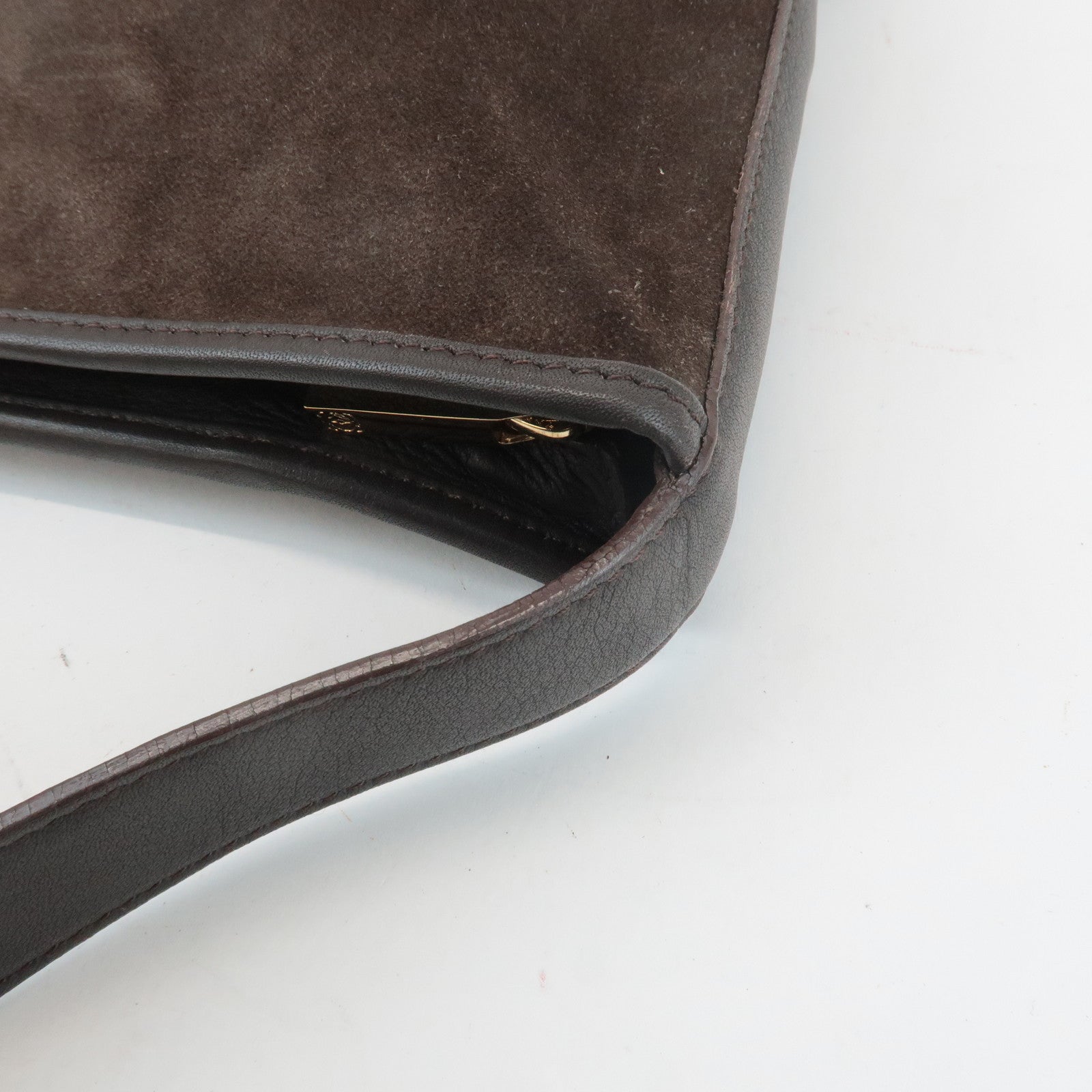 LOEWE Anagram Suede Leather Shoulder Bag Brown Used