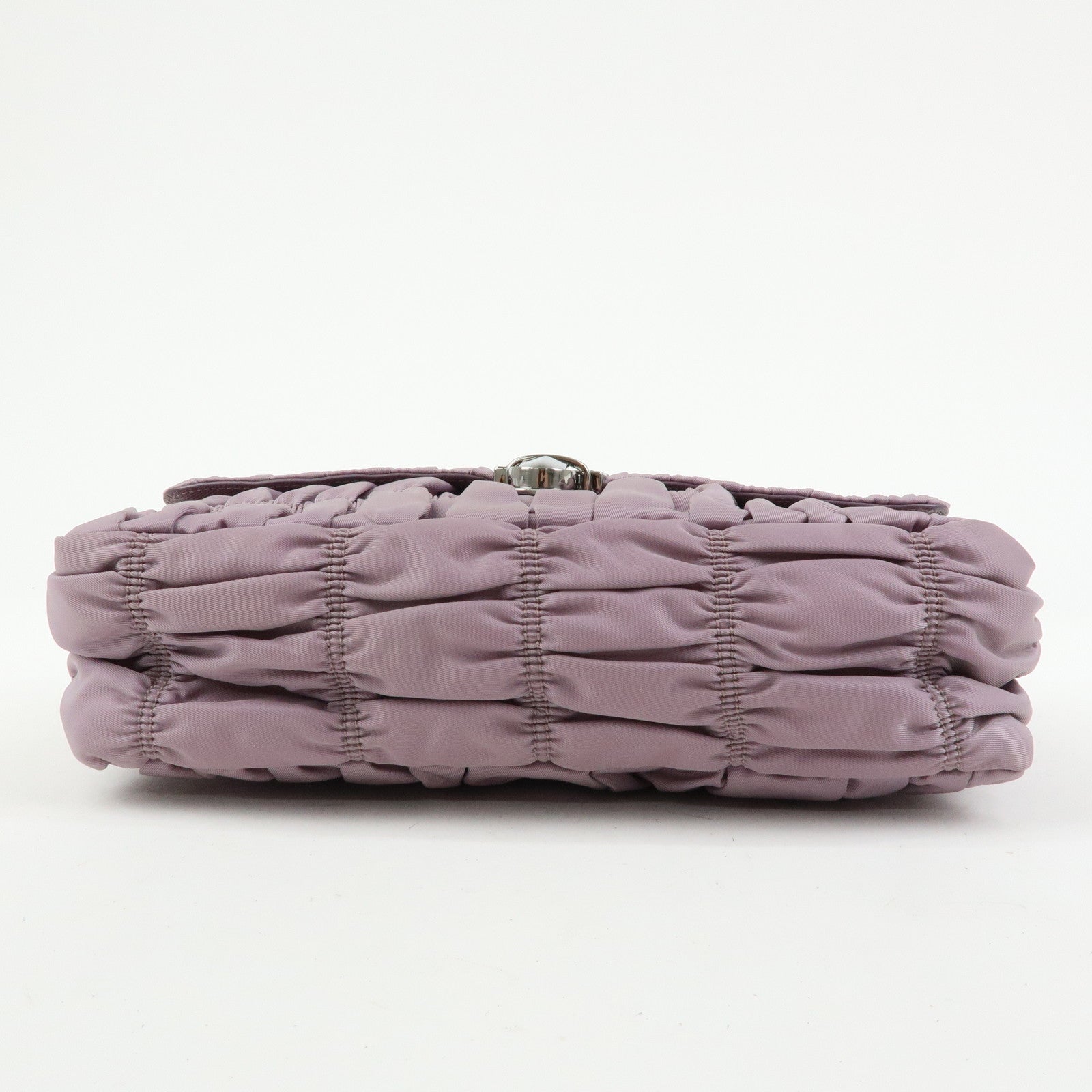 PRADA Tessuto Gaufre Nylon Leather Chain Shoulder Bag Light Purple