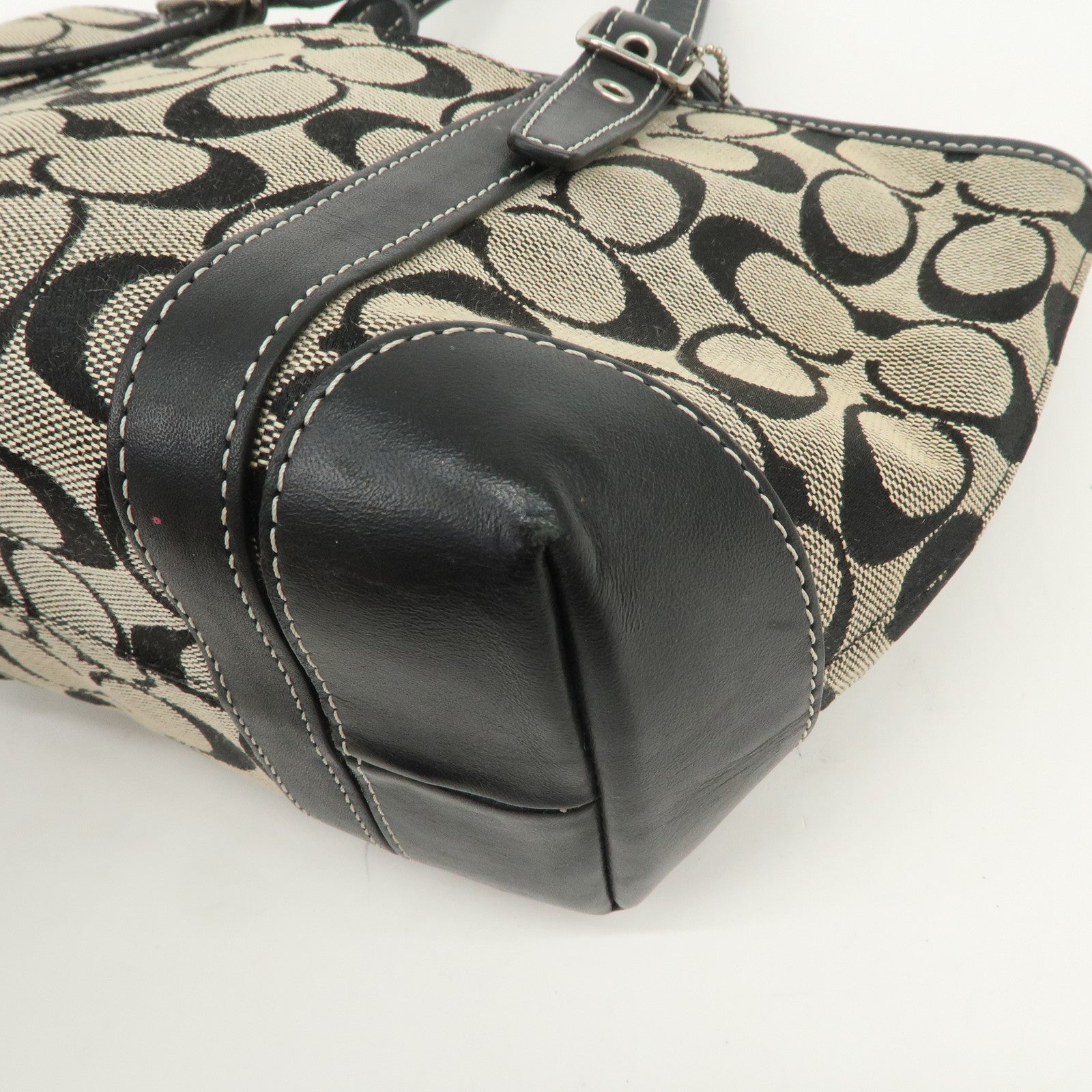 COACH Signature Canvas Leather Set of 2 Hand Bag Shoulder Bag Black