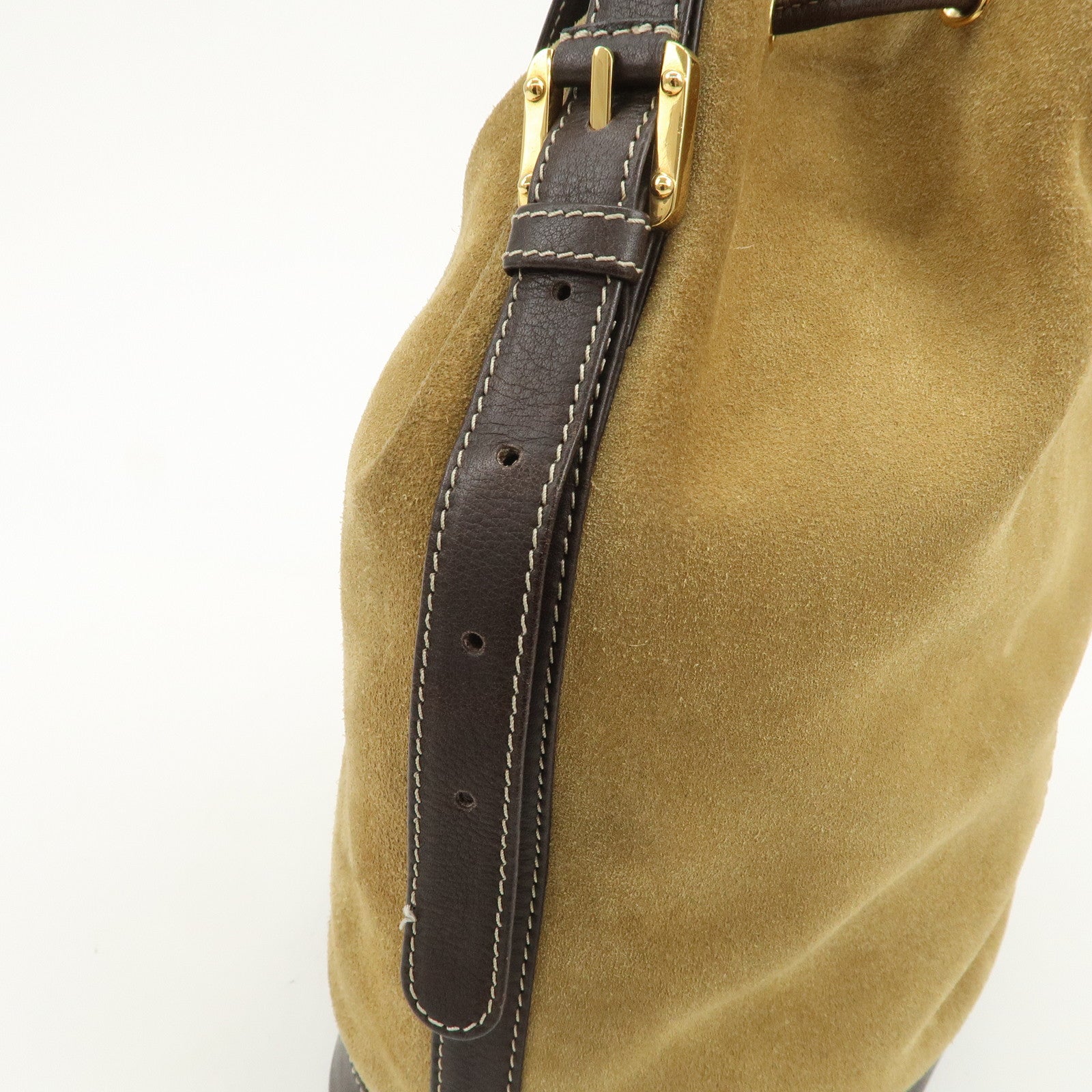 LOEWE Anagram Logo Suede Leather Shoulder Bag Brown