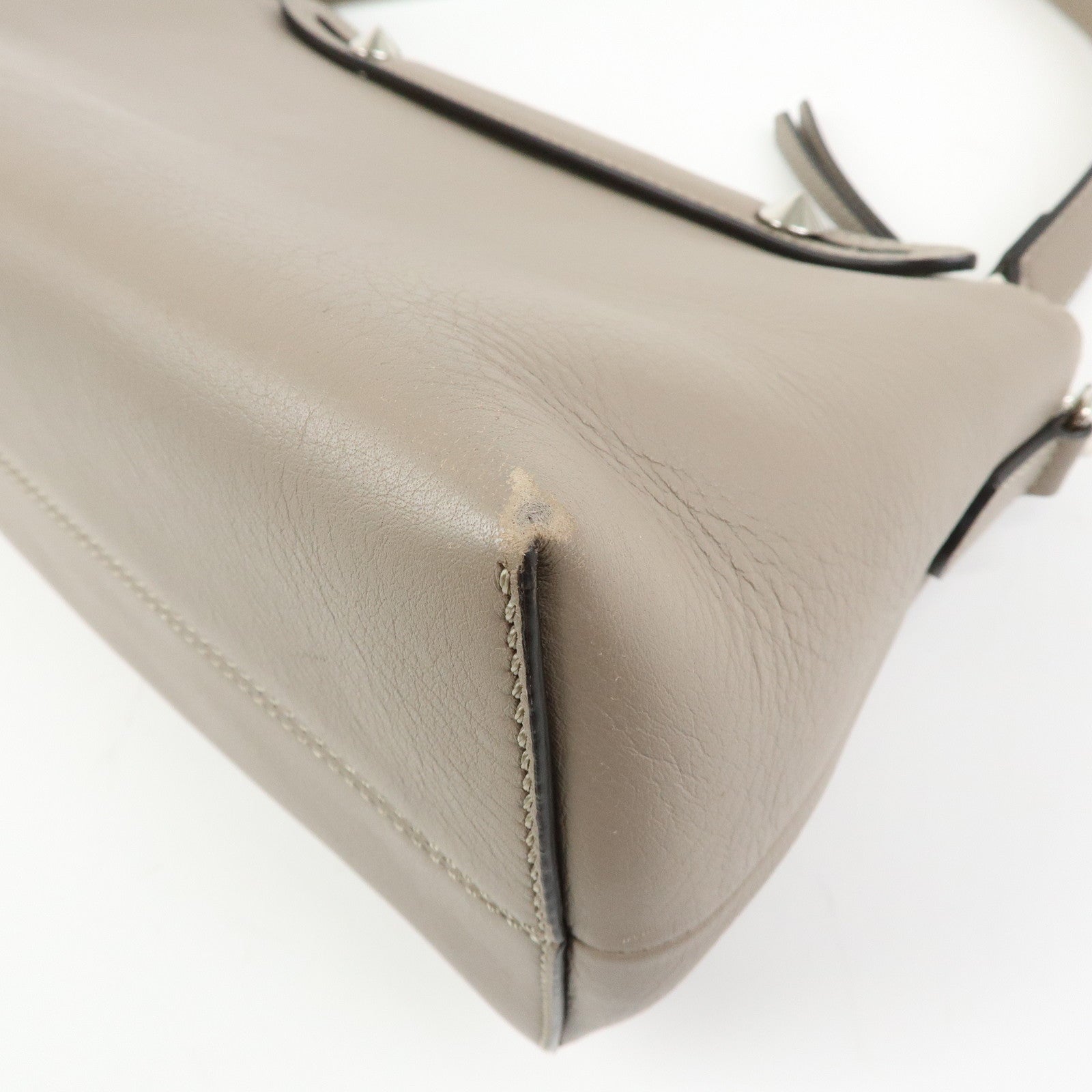 FENDI By The Way Medium Leather 2Way Bag Hand Bag Greige 8BL146