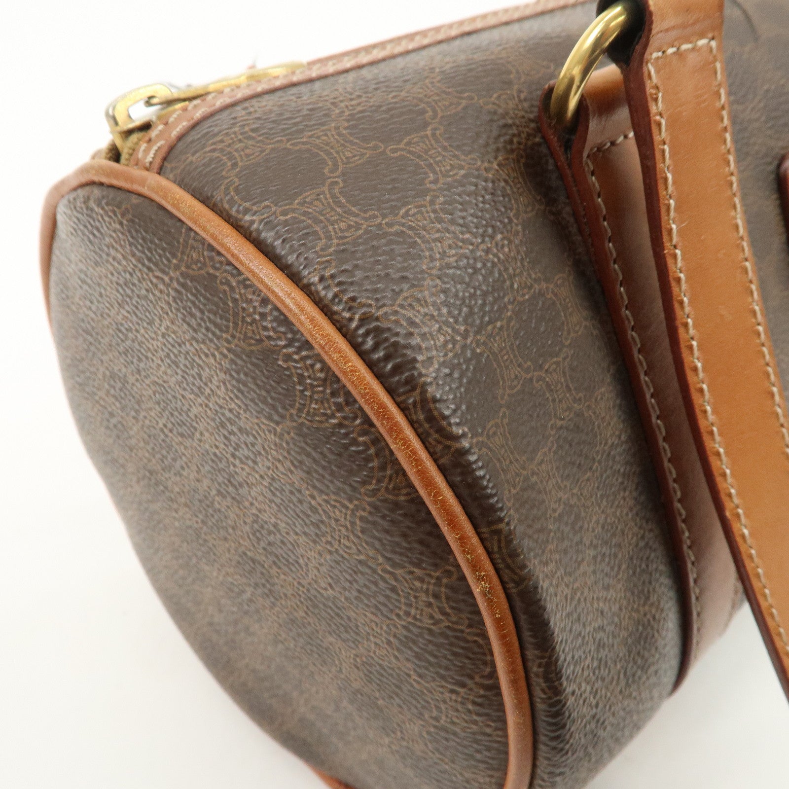 CELINE Macadam PVC Leather Hand Bag Shoulder Bag Brown