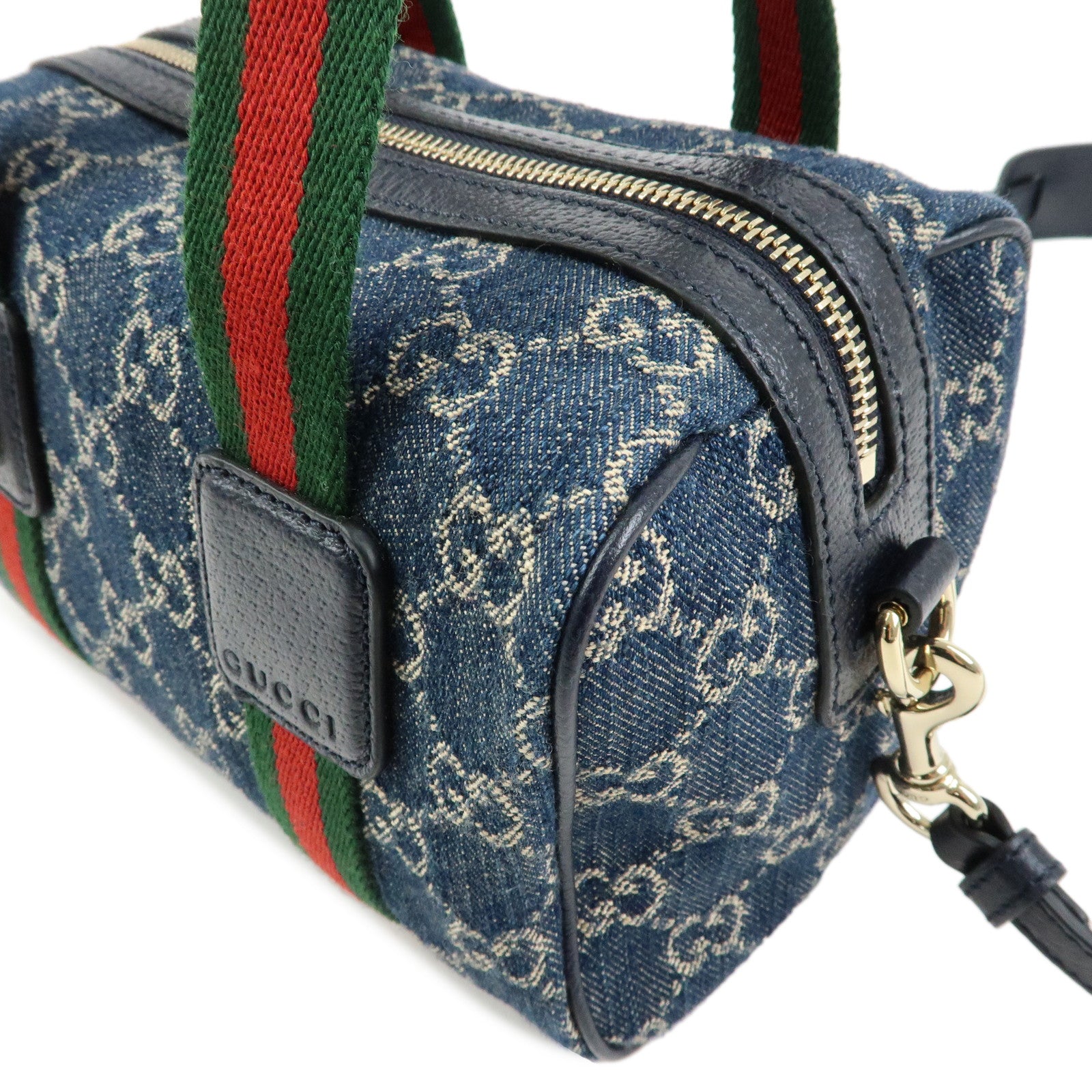 GUCCI Sherry Ophidia GG Denim Leather 2Way Hand Shoulder Bag 859975