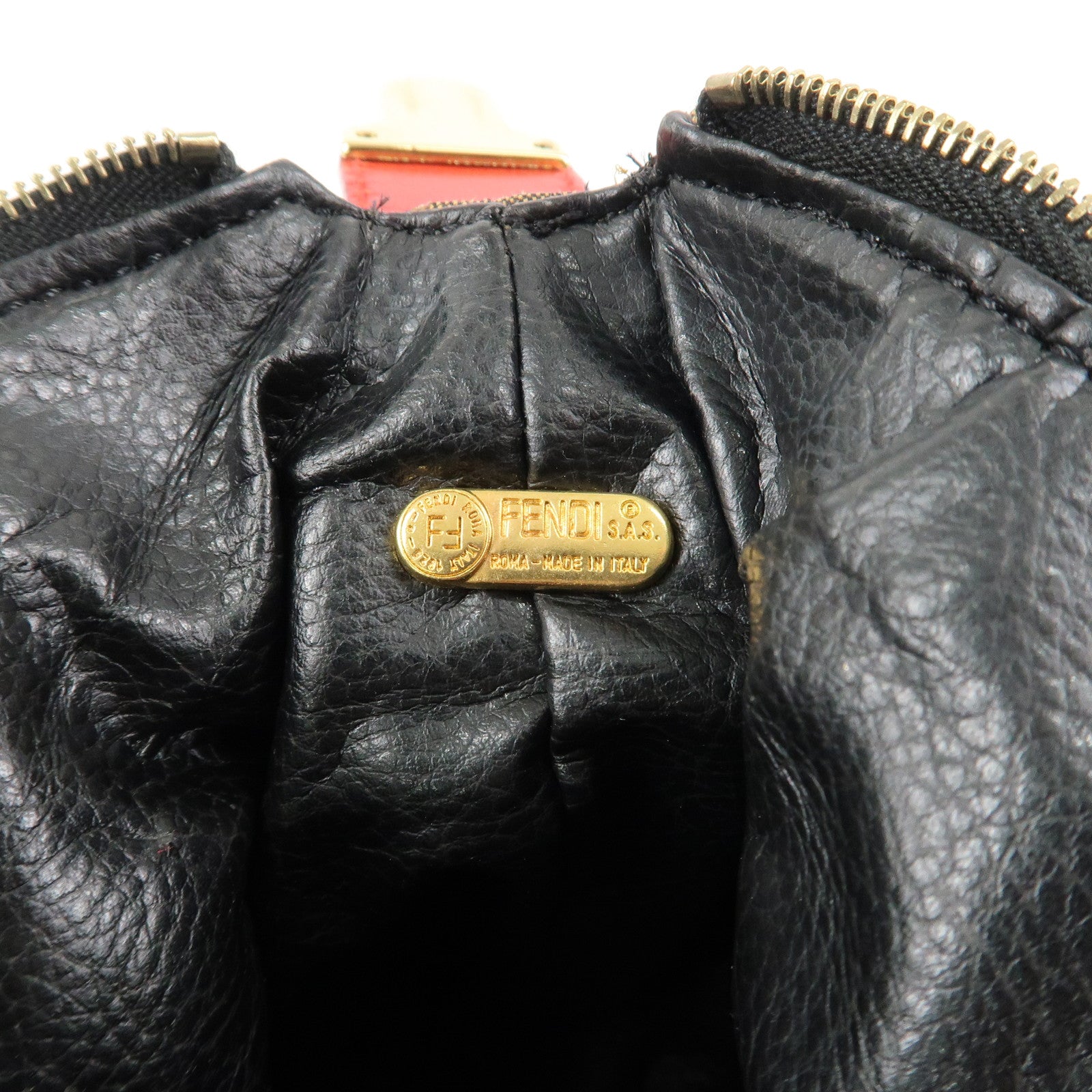 FENDI Canvas Leather Leopard Vanity Bag Cosmetic Pouch 26360 Used