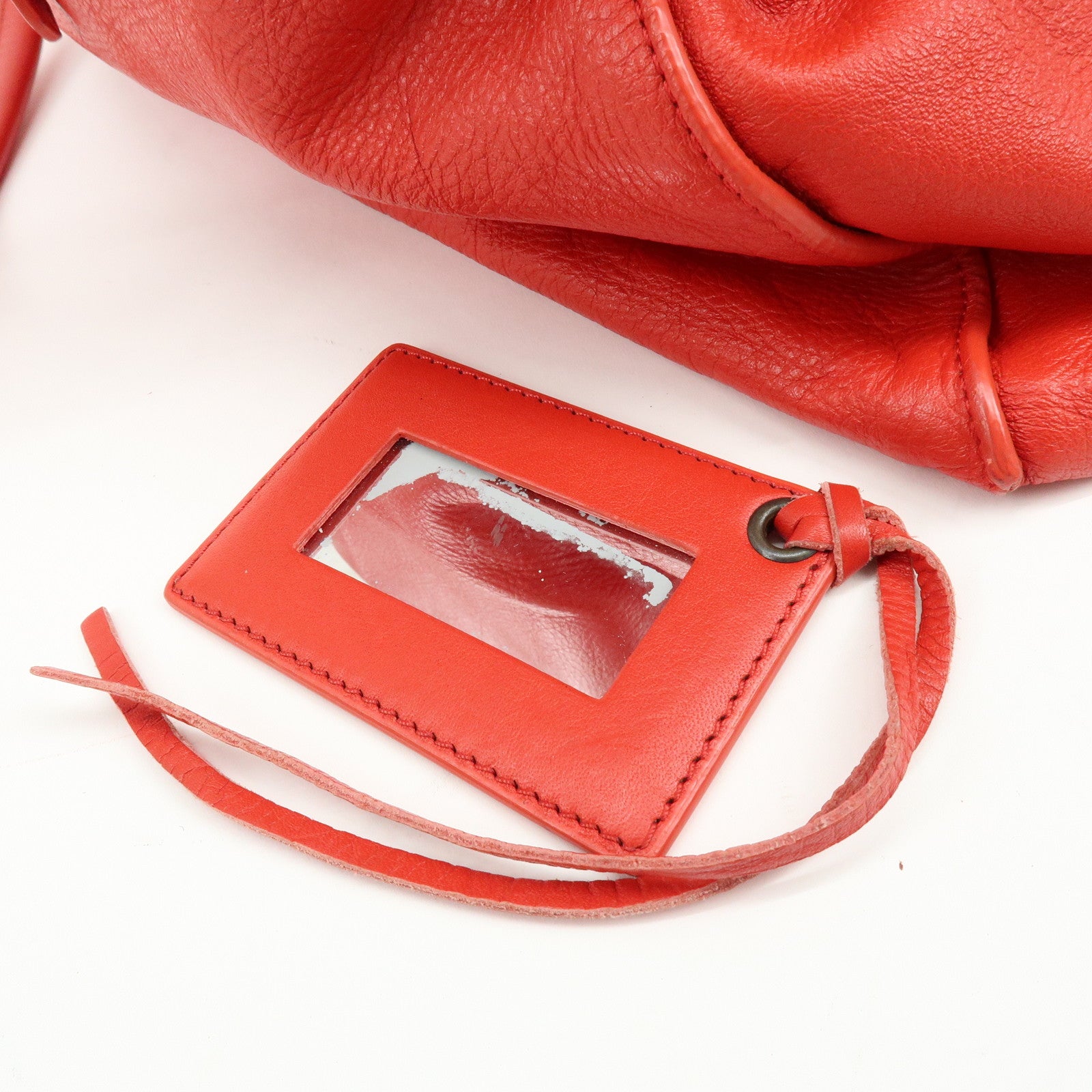 BALENCIAGA Paper Office Zip Leather Tote Bag Hand Bag Red 327771