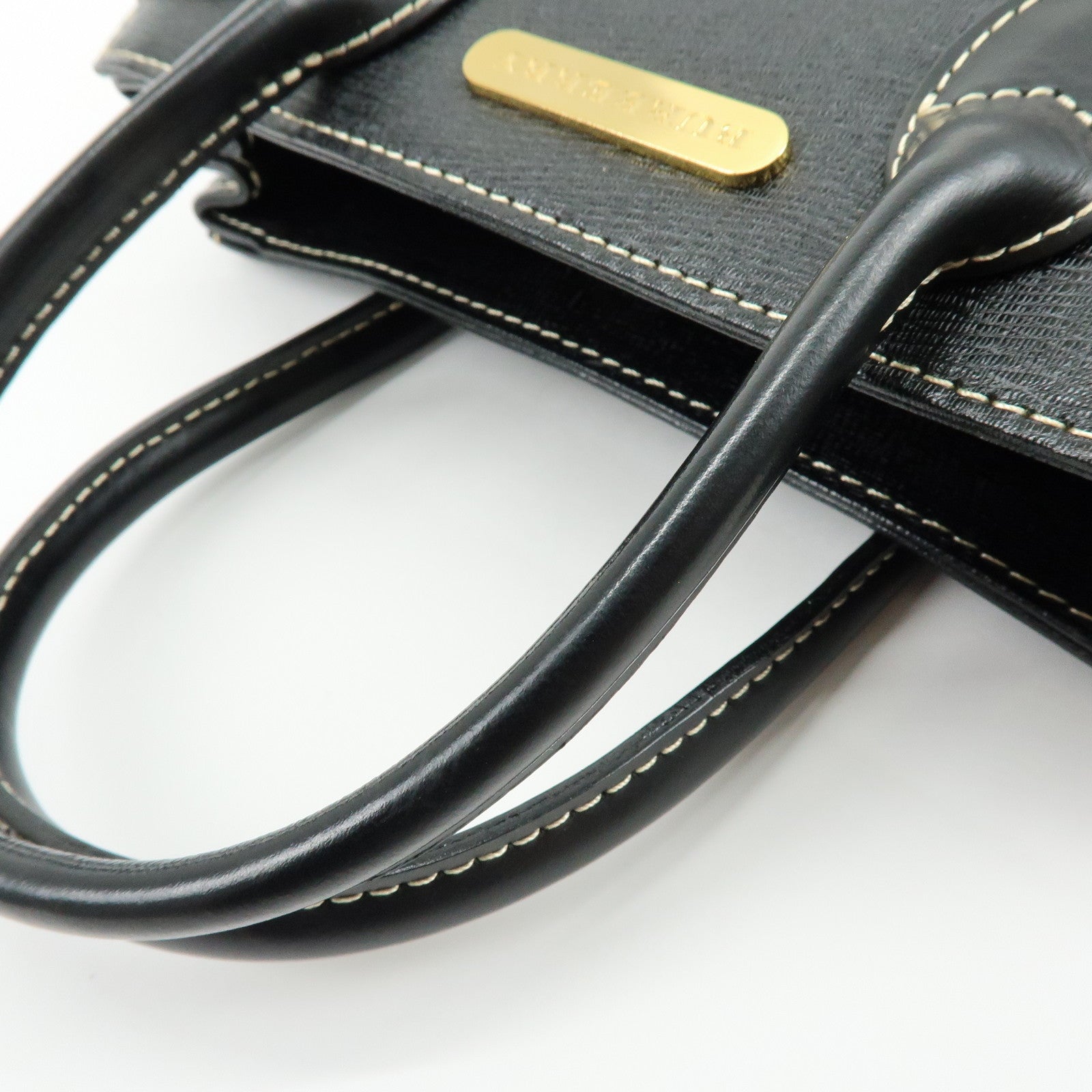 BURBERRY Logo Leather Hand Bag Black