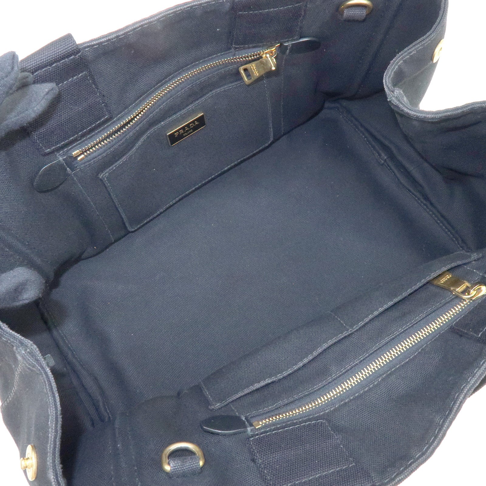 PRADA Logo Canapa Canvas 2Way Bag Tote Bag Hand Bag Black B1877G