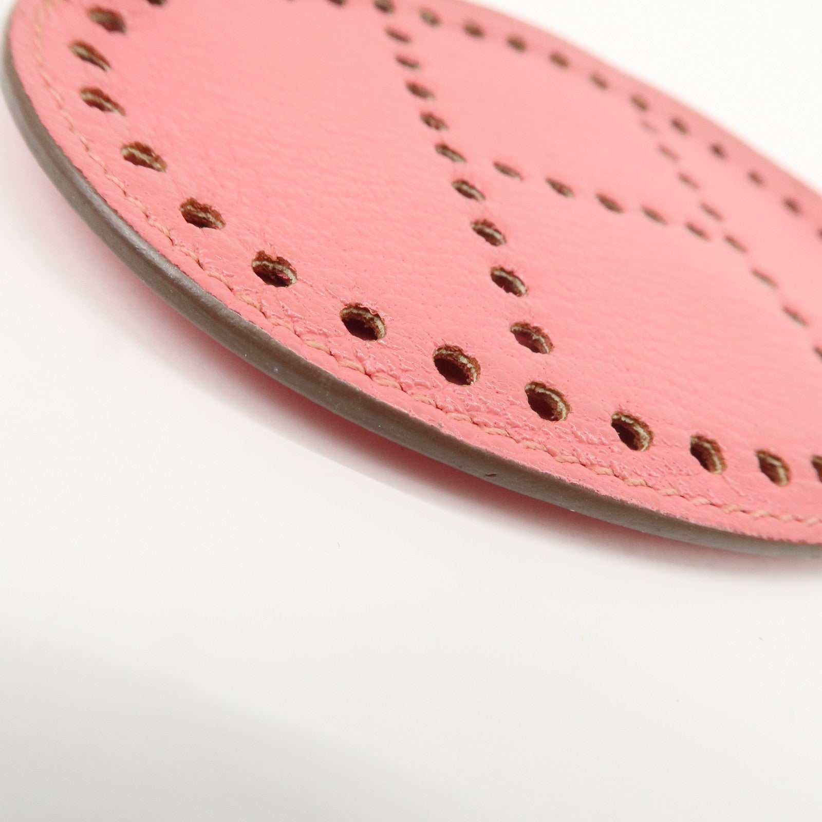 HERMES Leather Evelyne Coin Case P Engraved Rose Azalee Silver HDW