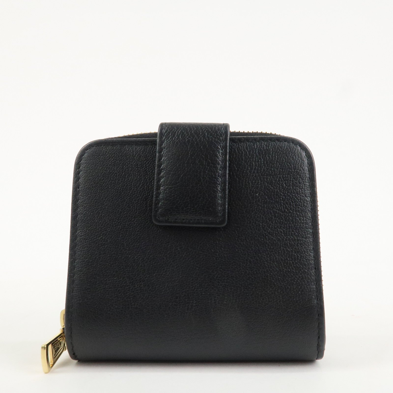 SAINT LAURENT Round Zippy Leather Bi-fold Wallet Black 568985 Used