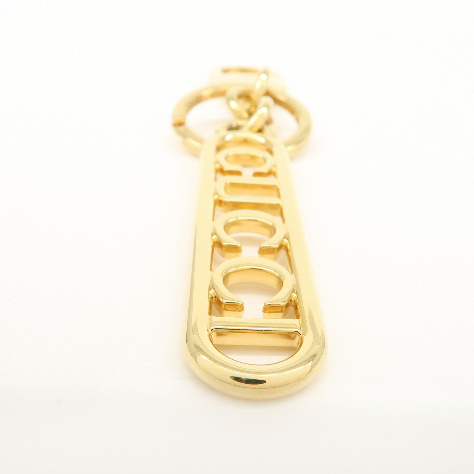 GUCCI Script Keychain Key Charm Metal Gold 773969