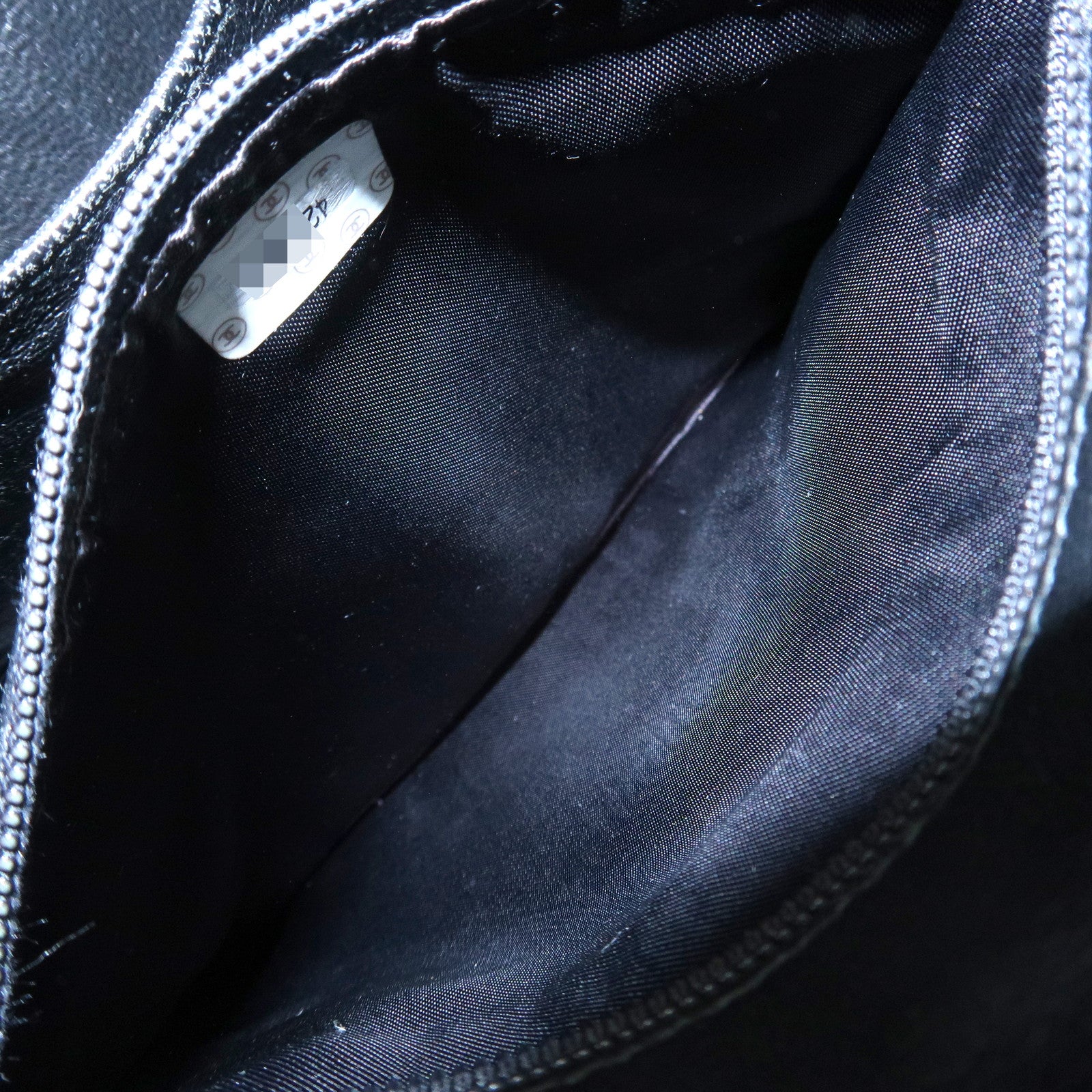 CHANEL Matelasse COCO Mark Lamb Skin Hand Bag Black