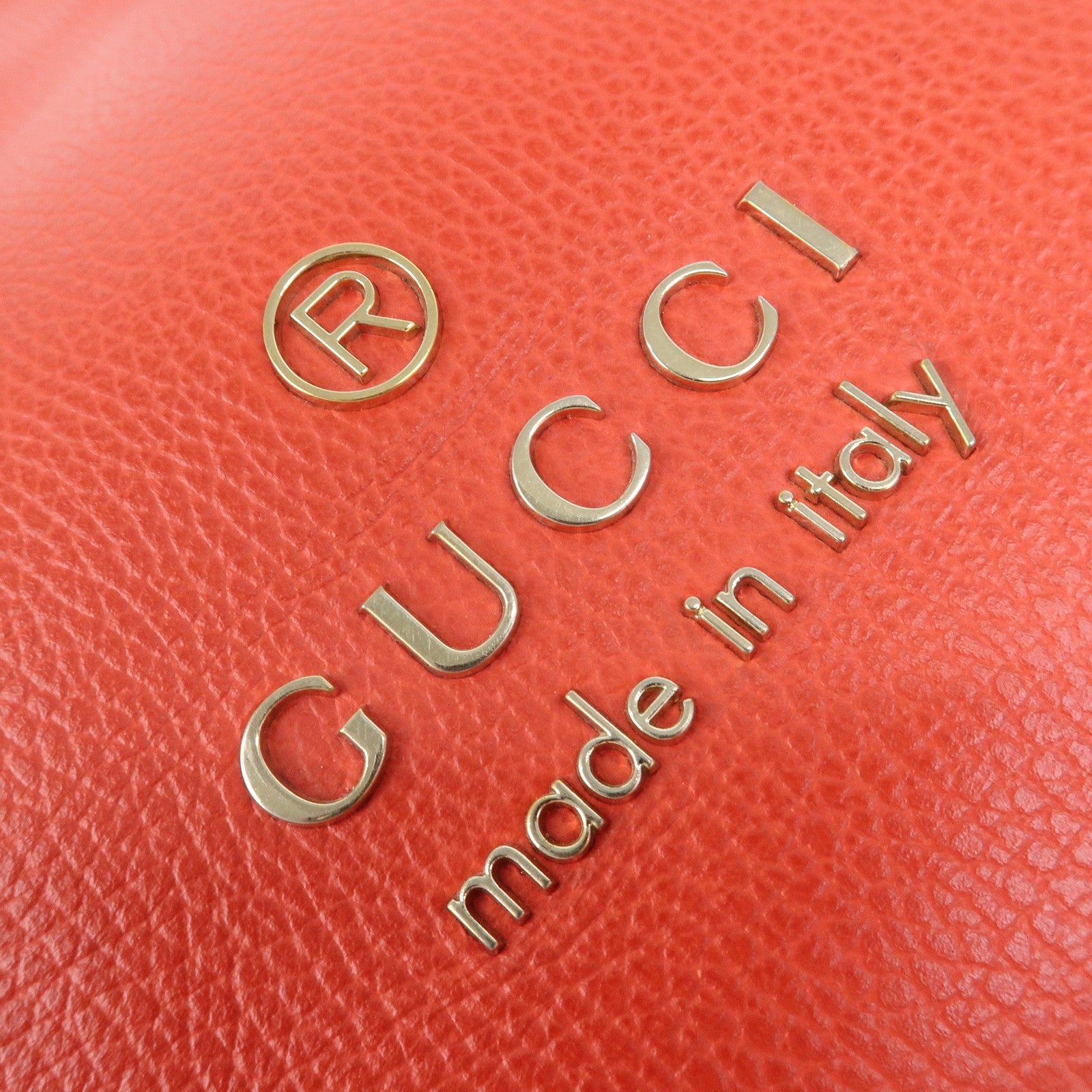 GUCCI Logo Leather Tote Bag Shoulder Bag Hand Bag Red 380118
