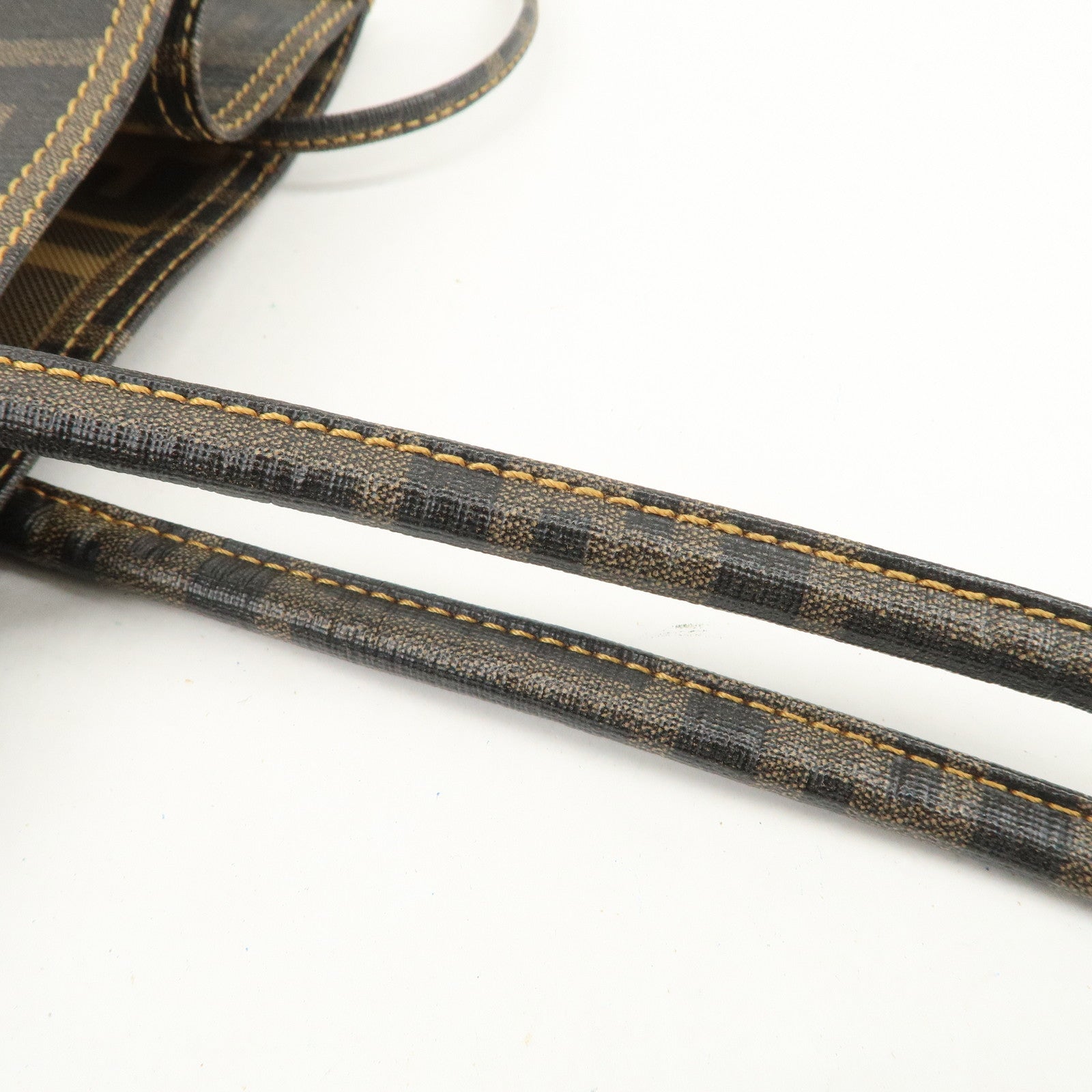 FENDI Zucca Nylon PVC Canvas Hand Bag Tote Bag Brown Black 8BH134