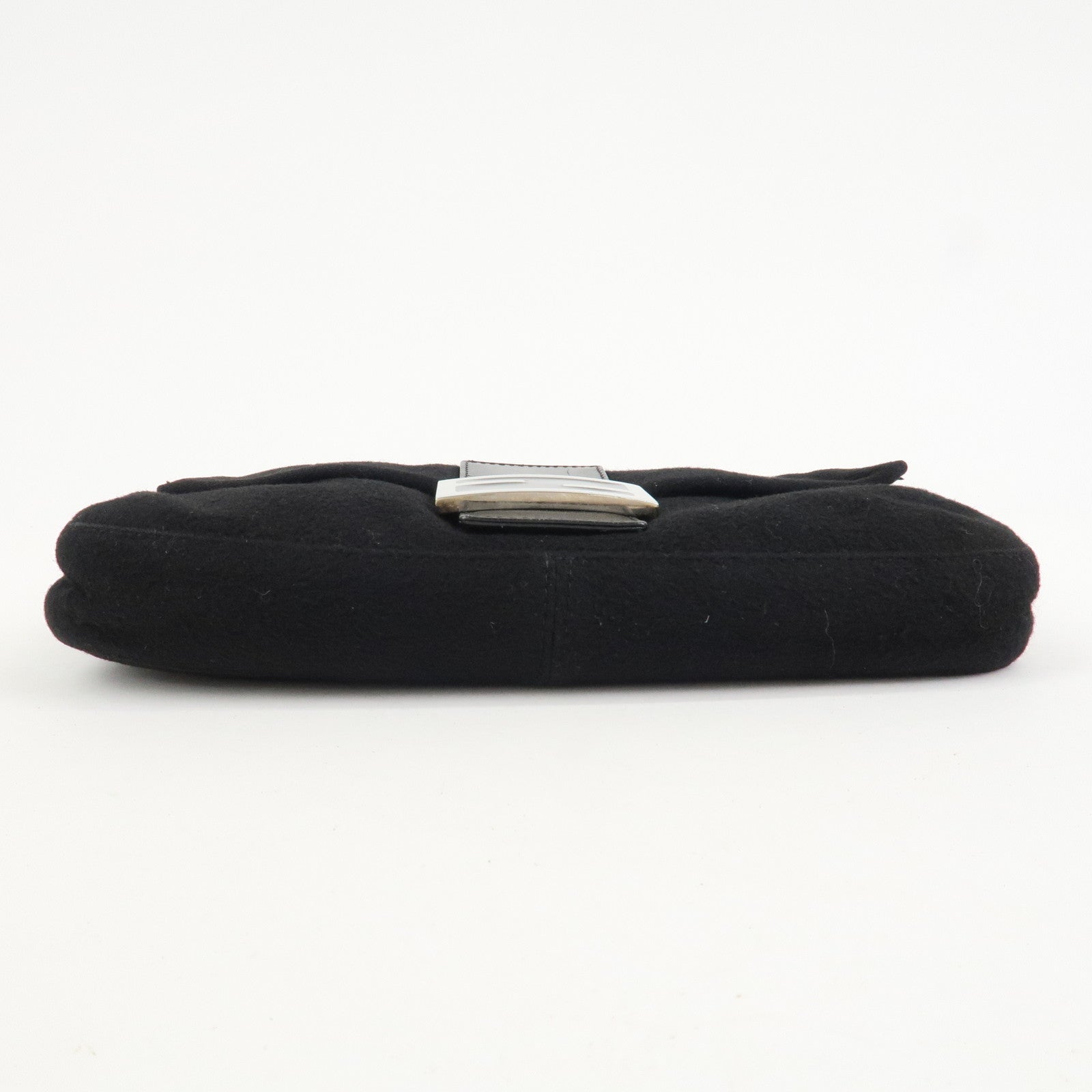 FENDI Mamma Baguette Wool Leather Shoulder Bag Hand Bag Black 26424