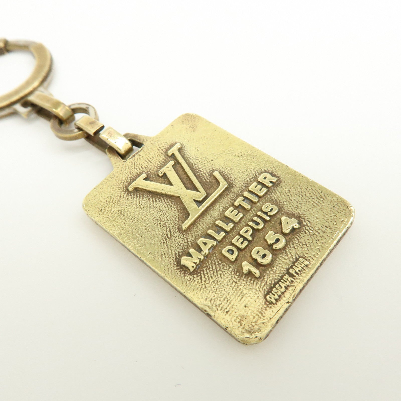Louis Vuitton Logo Set of 2 Metal Bag Charm Key Charm Gold