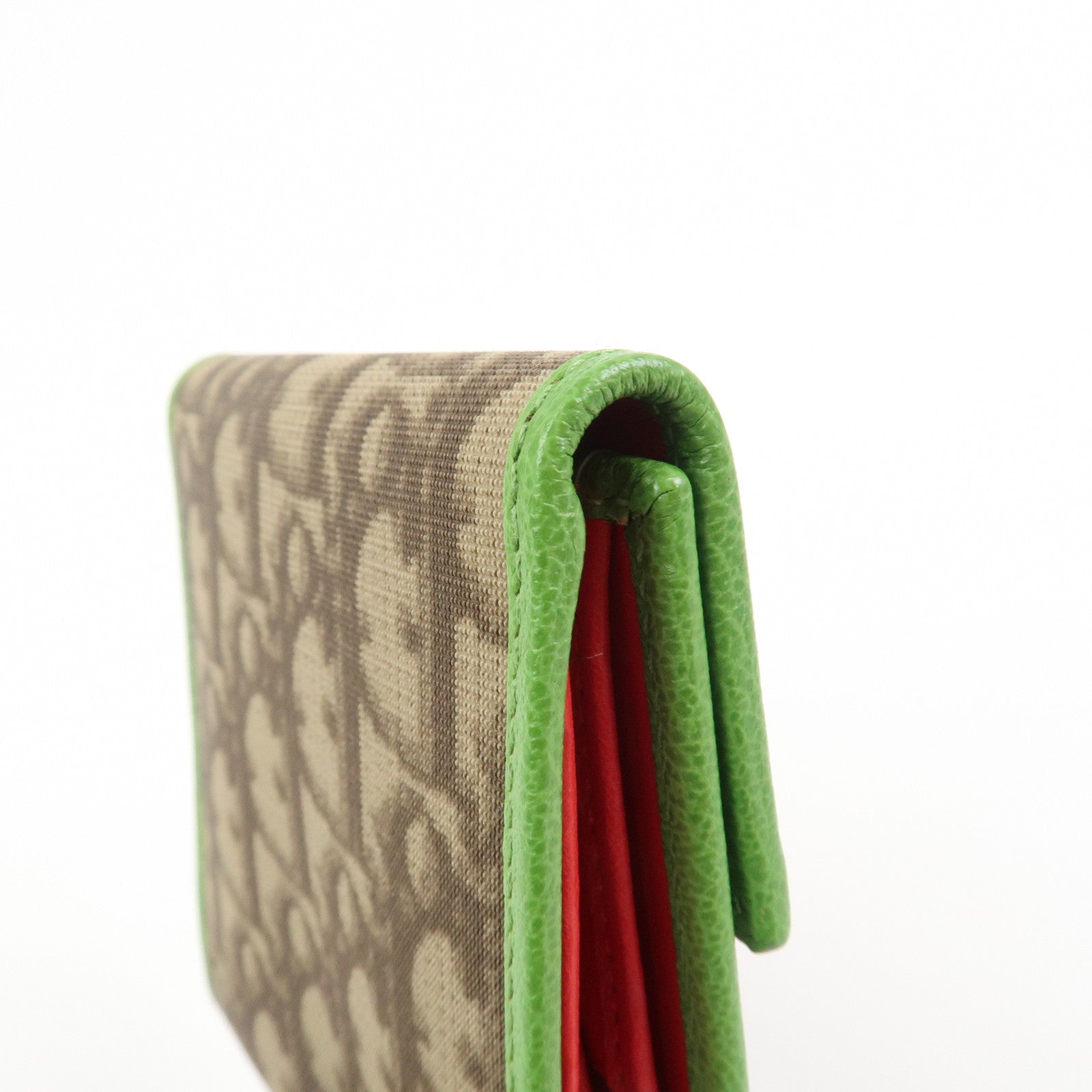 Christian Dior Rasta Trotter PVC Leather Compact Wallet Brown Green