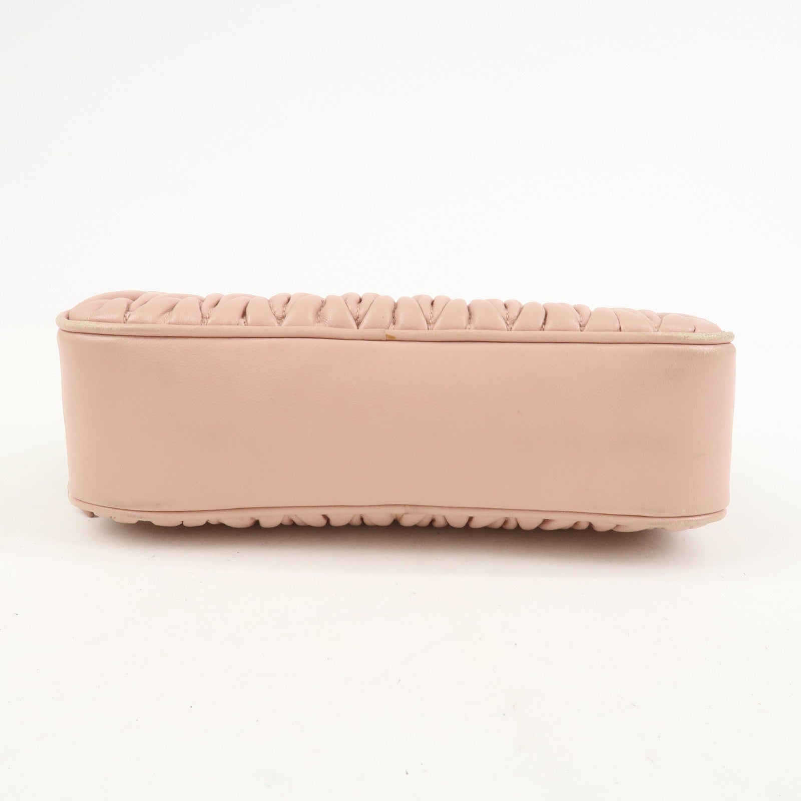 MIU MIU Matelasse Leather Chain Shoulder Bag Crossbody Bag Pink
