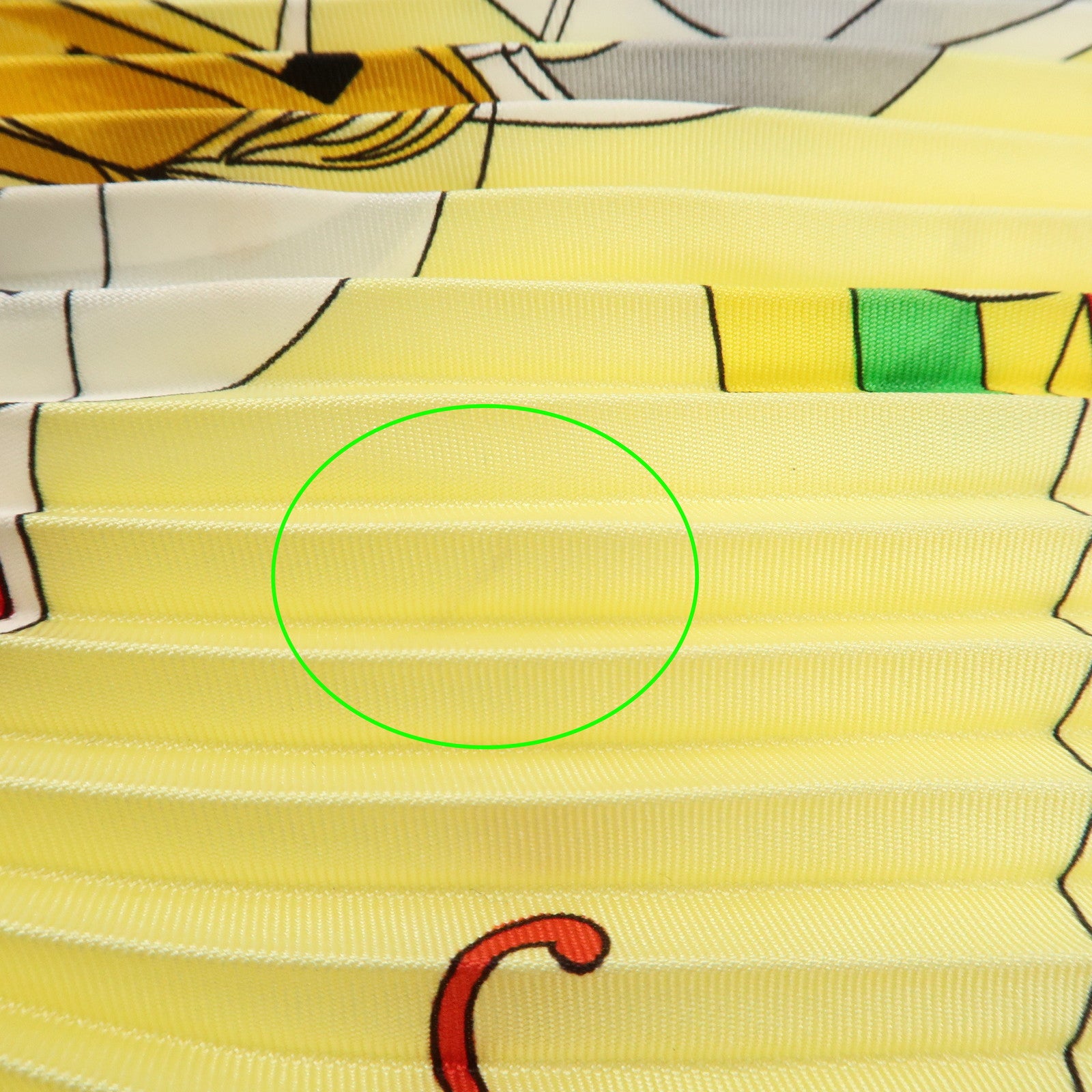 HERMES pleats Carre 90 Silk 100% Scarf Yellow Green Purple Red Used