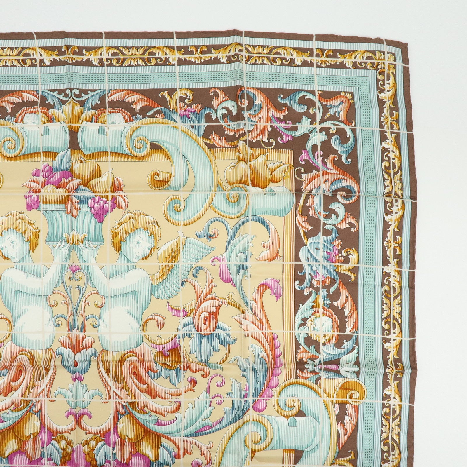LOEWE Silk 100% Scarf Light Brown Multicolor