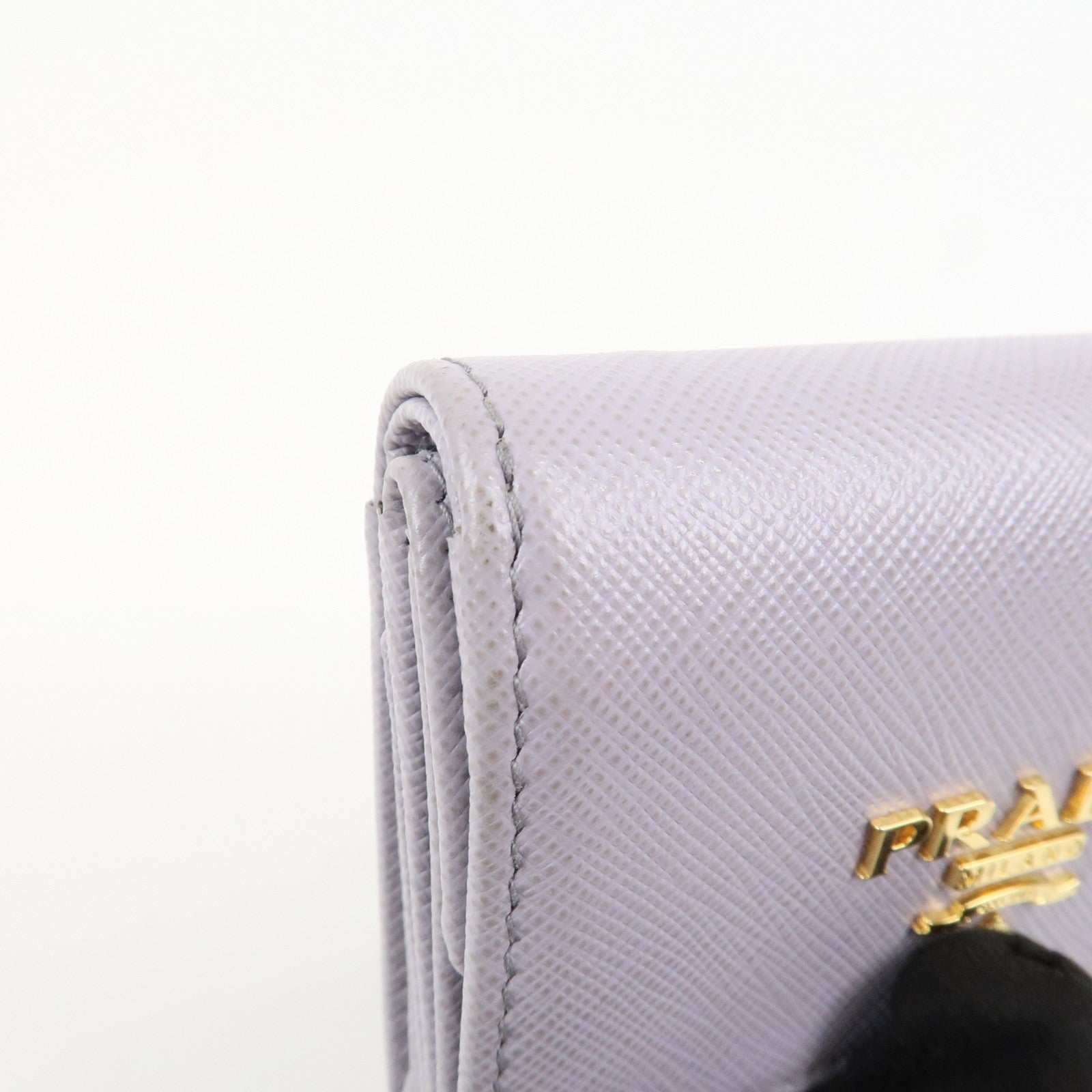 PRADA Saffiano Leather Tri-fold Compact Wallet Light Purple 1MH043